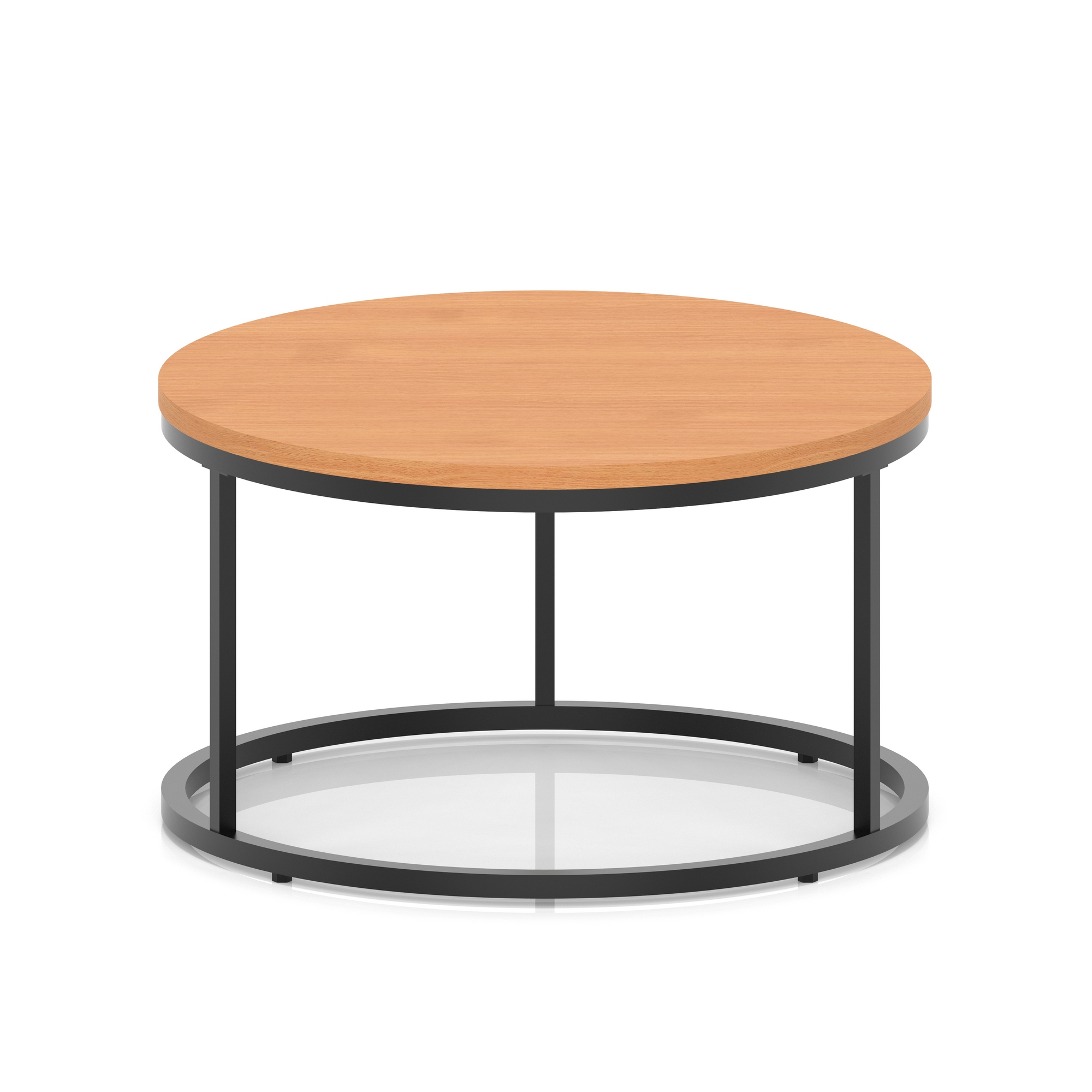 Impulse Round Coffee Table With Metal Frame — Beech & Black