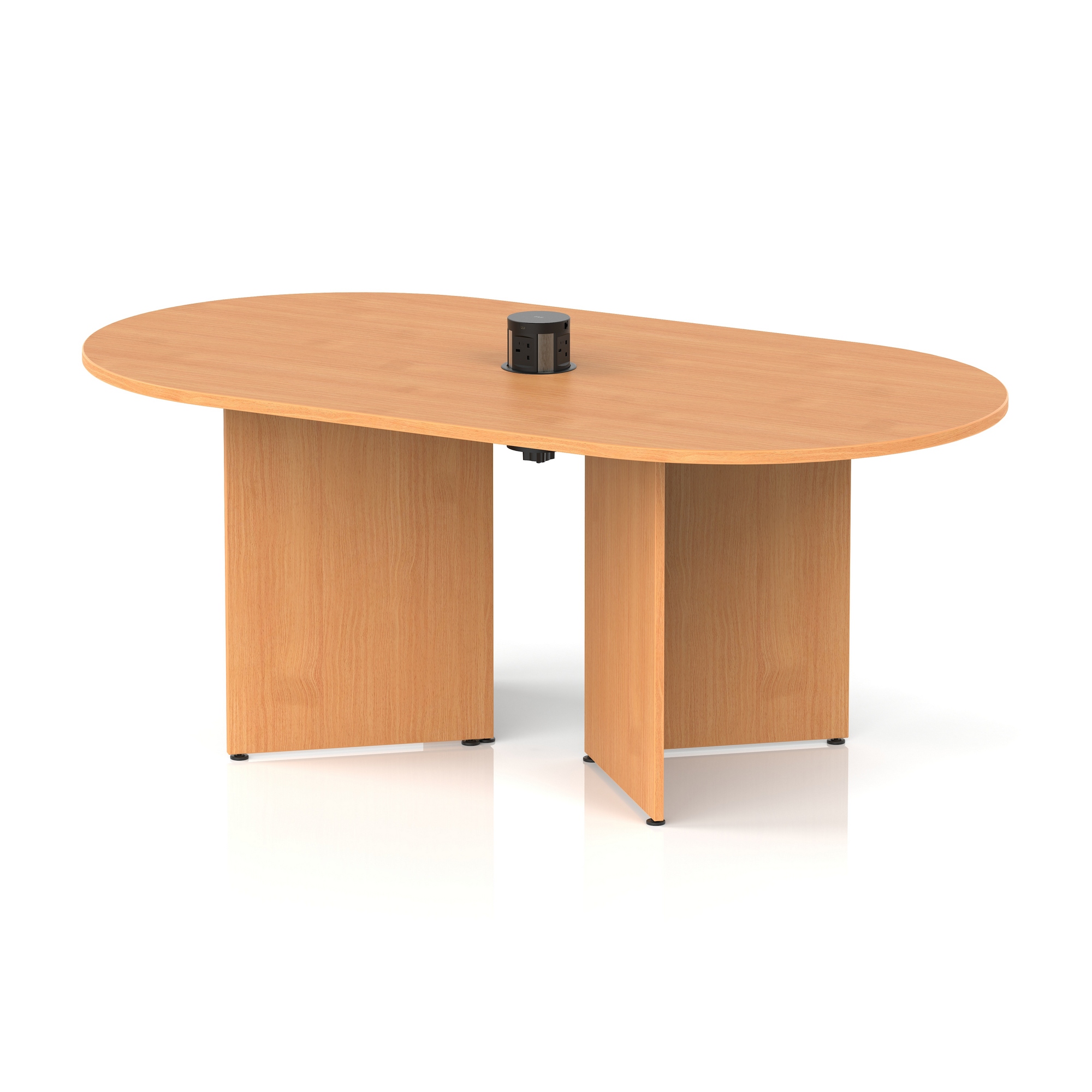 Impulse Volta Boardroom Table With Pop-up Power Module Arrowhead Leg — Beech