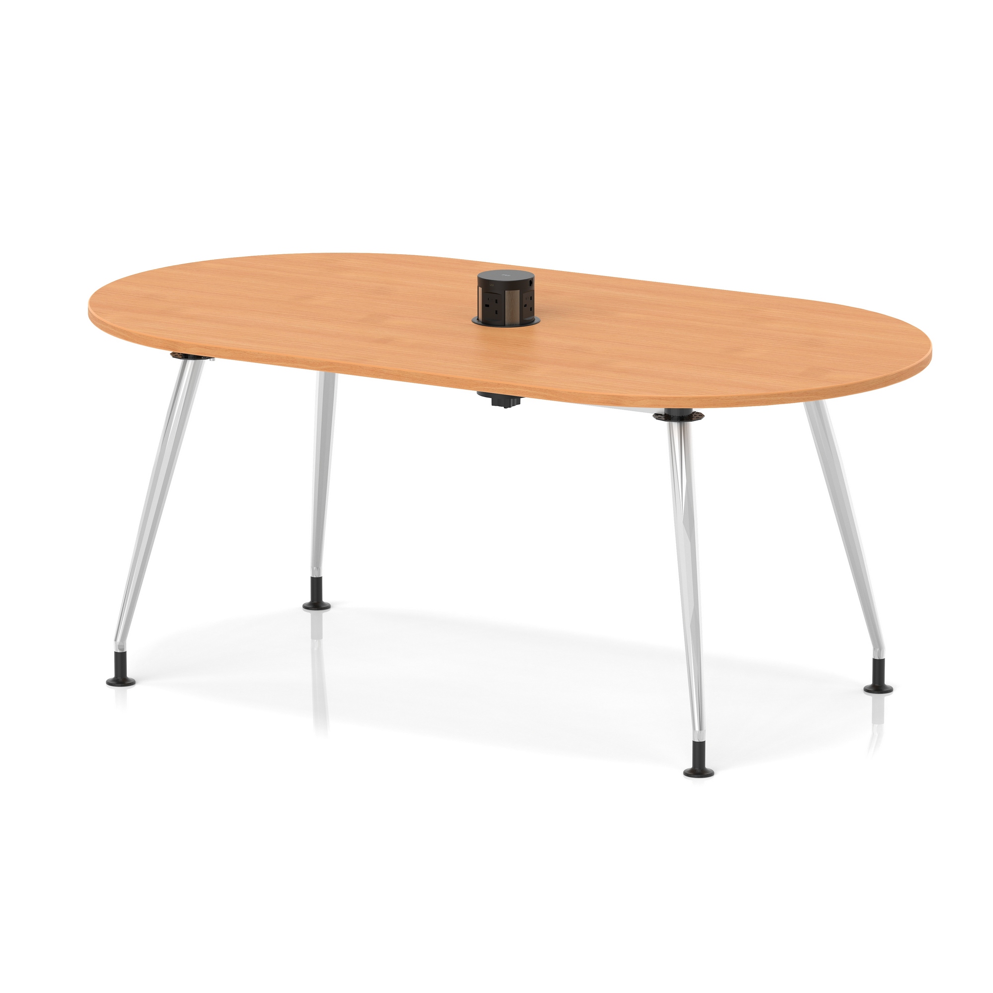 Impulse Volta Boardroom Table With Pop-up Power Module With Silver Leg Frame — Beech / Silver Frame