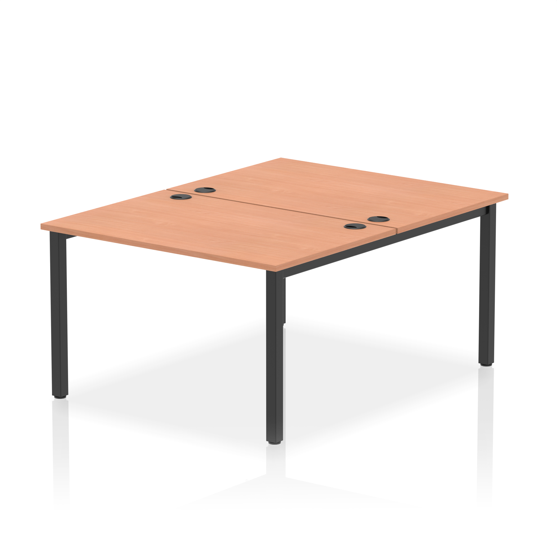Impulse B2B Bench Desk - 2 Person — Beech / Black Frame