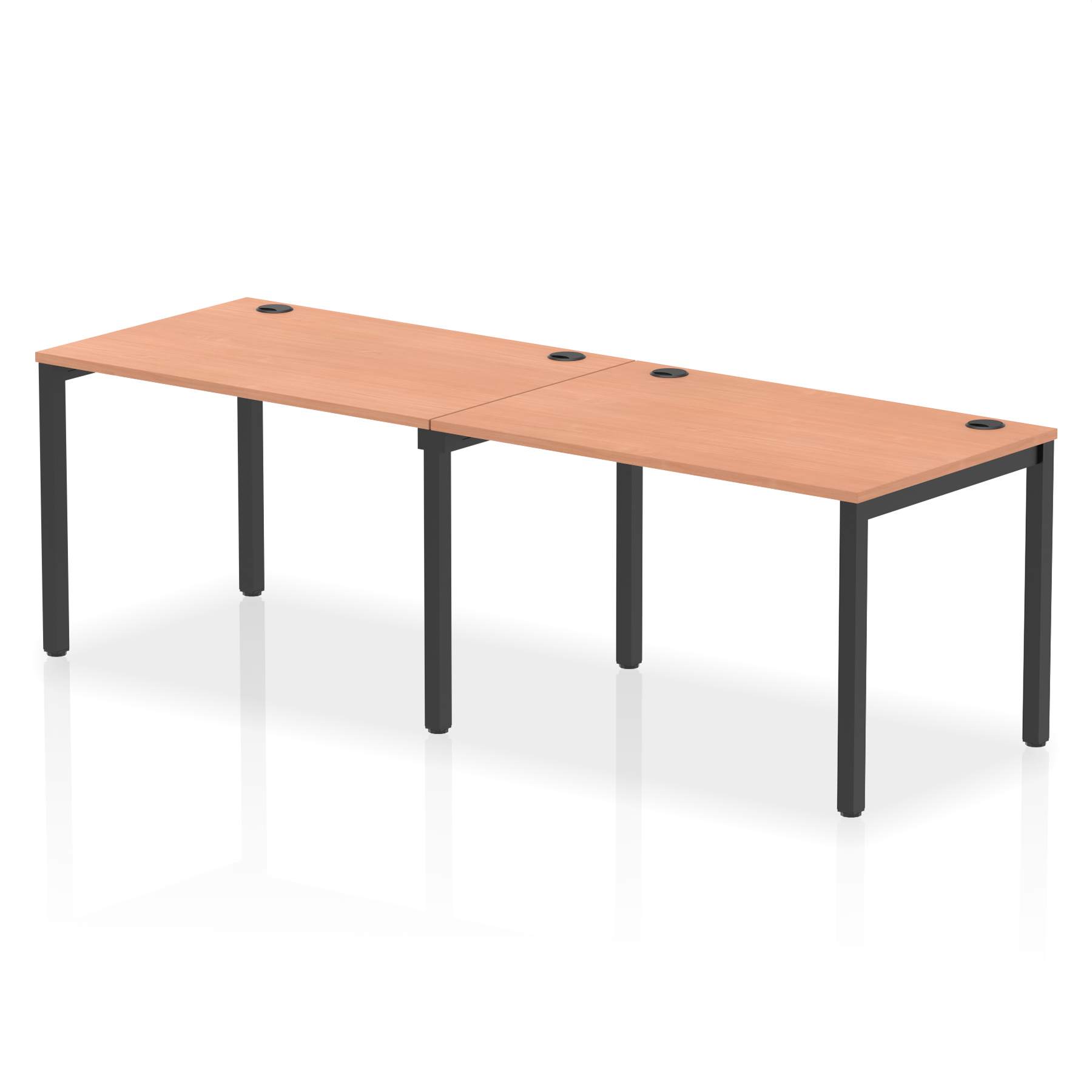Impulse Single Row Bench Desk - 2 Person — Beech / Black Frame