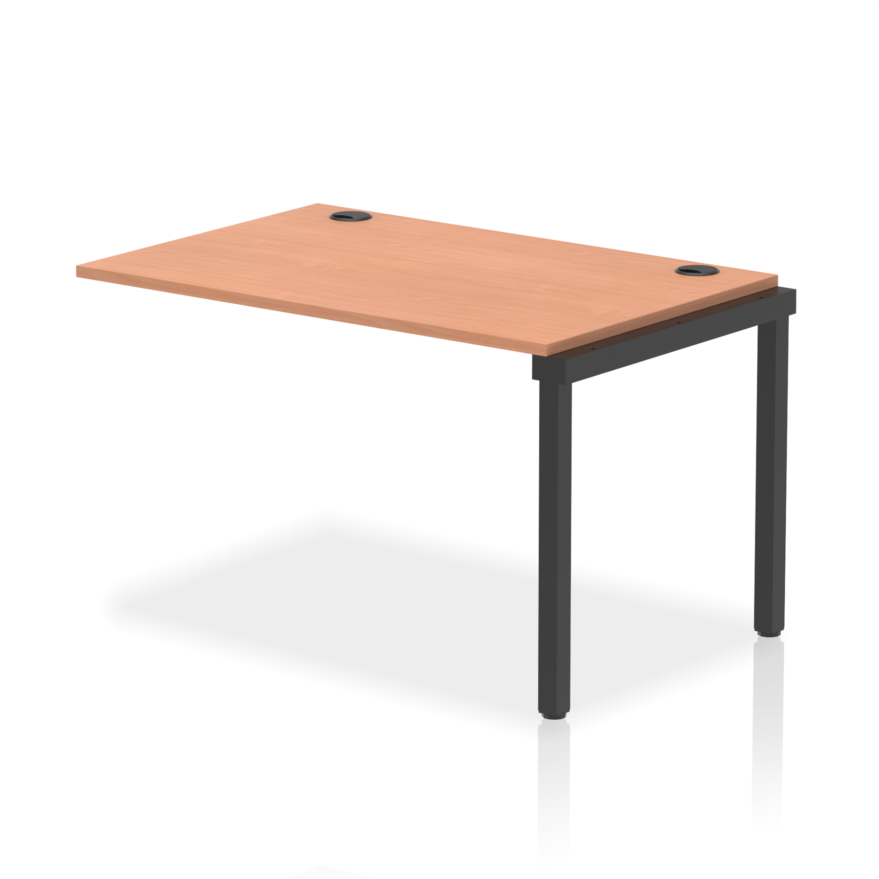 Impulse Single Row Bench Desk Extension Kit — Beech / Black Frame