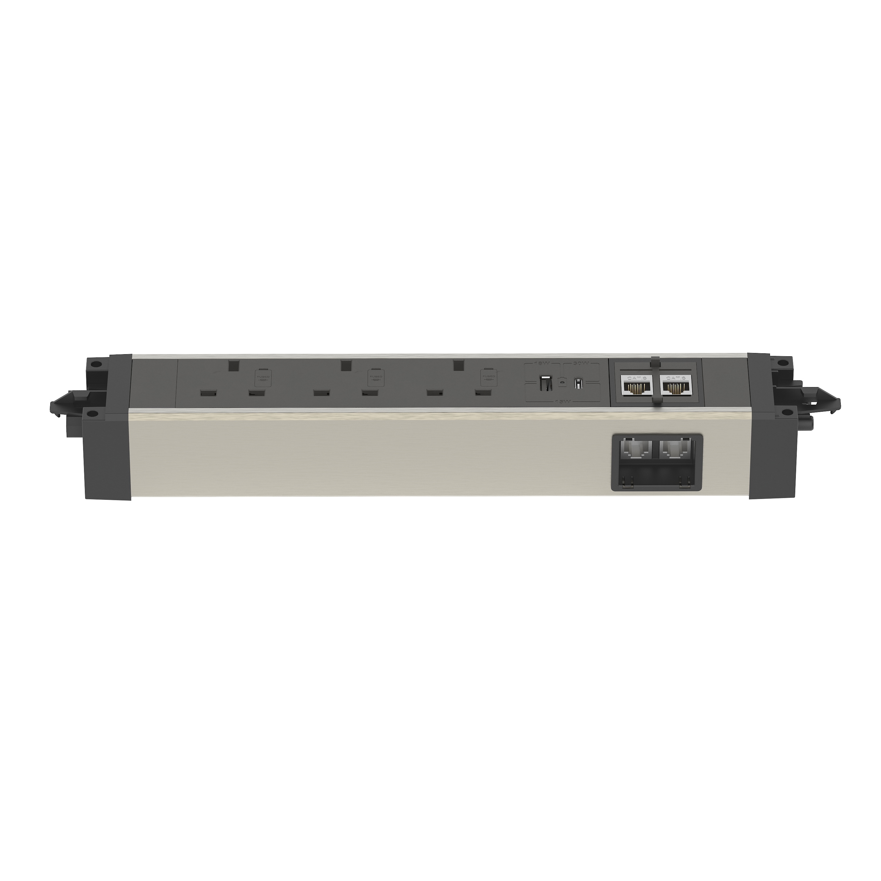Volta Under Desk Power Unit Module 3x Socket — Black