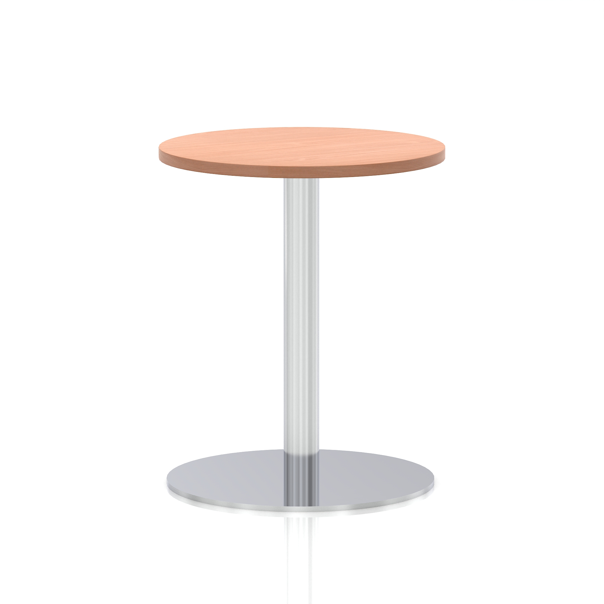 Italia Round Poseur Table Silver Leg — Beech / Silver Frame