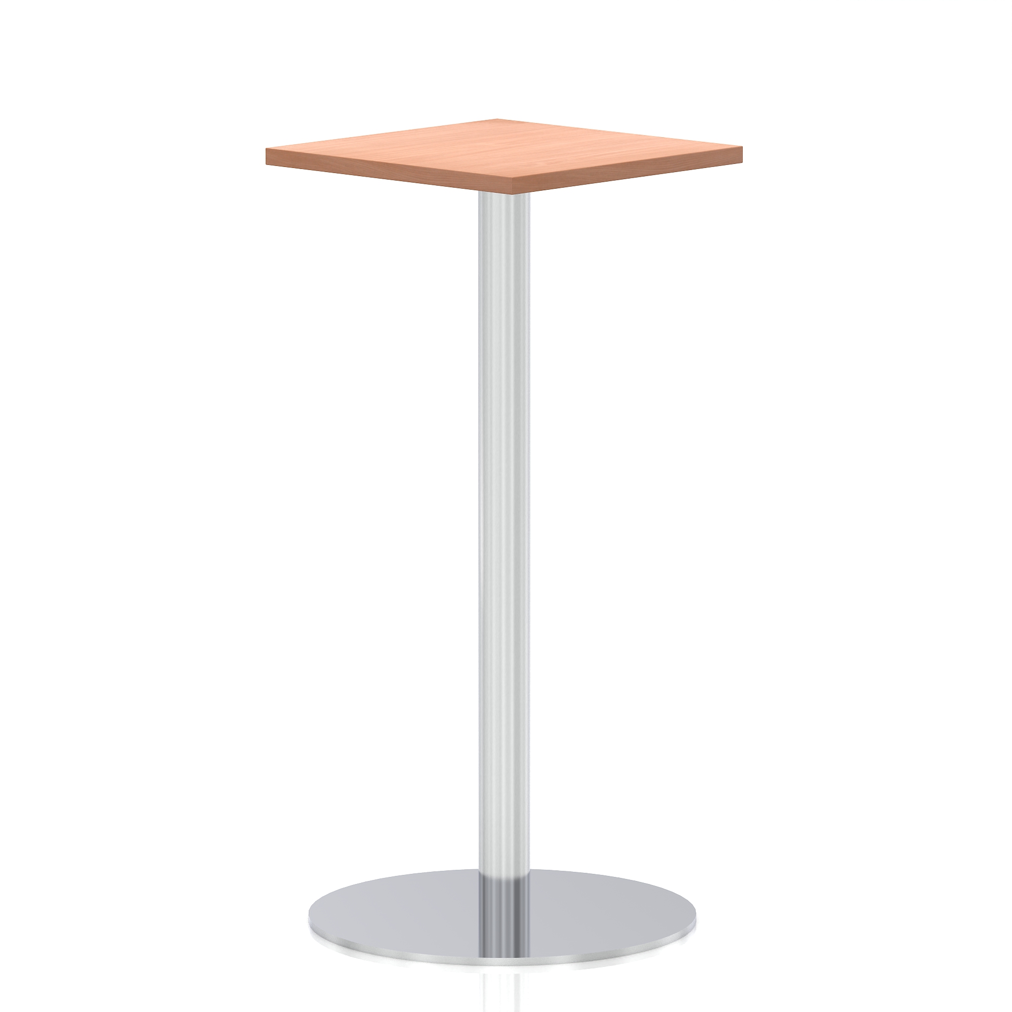 Italia Square Poseur Table Silver Leg — Beech / Silver Frame