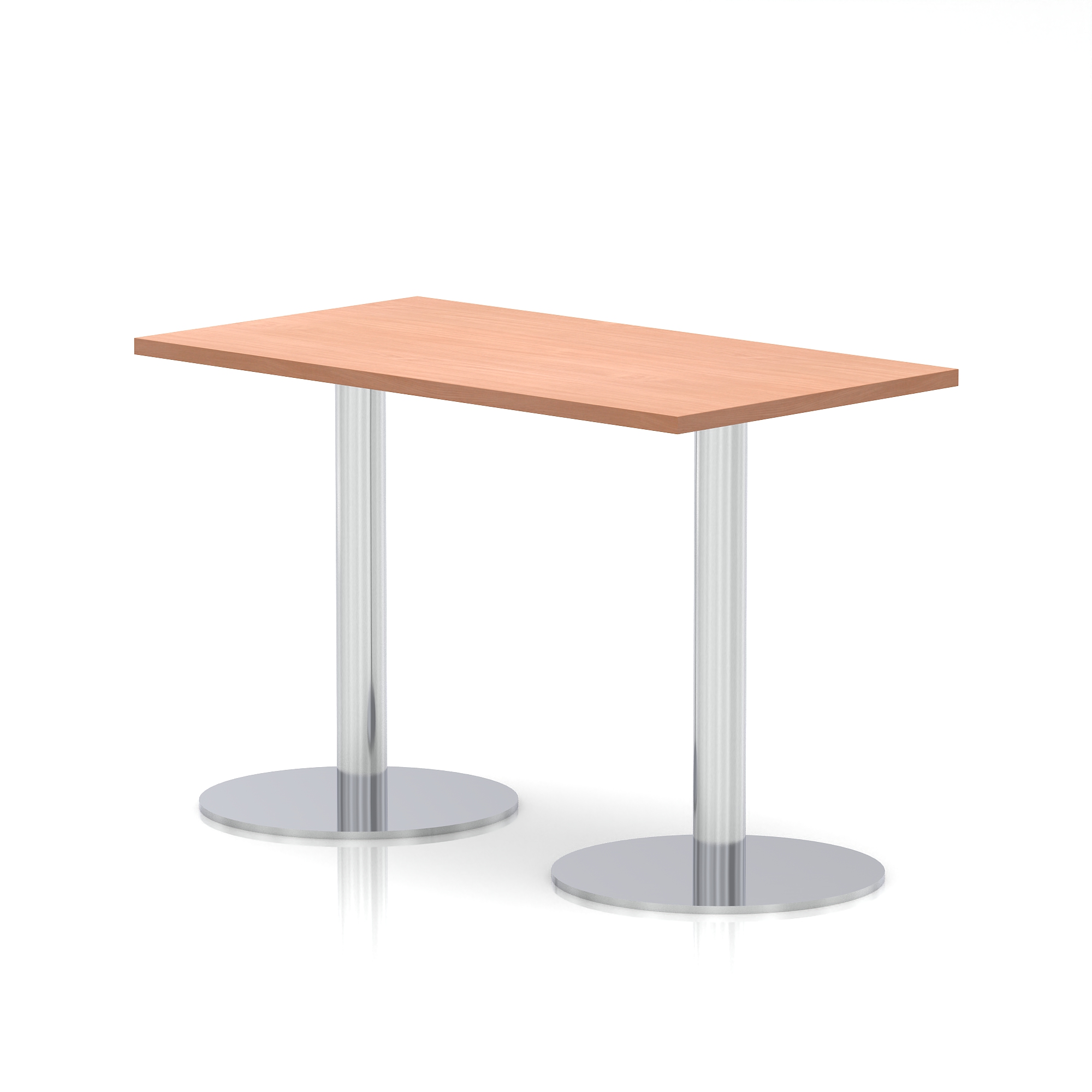 Italia Slimline Rectangular Poseur Table Silver Leg — Beech / Silver Frame