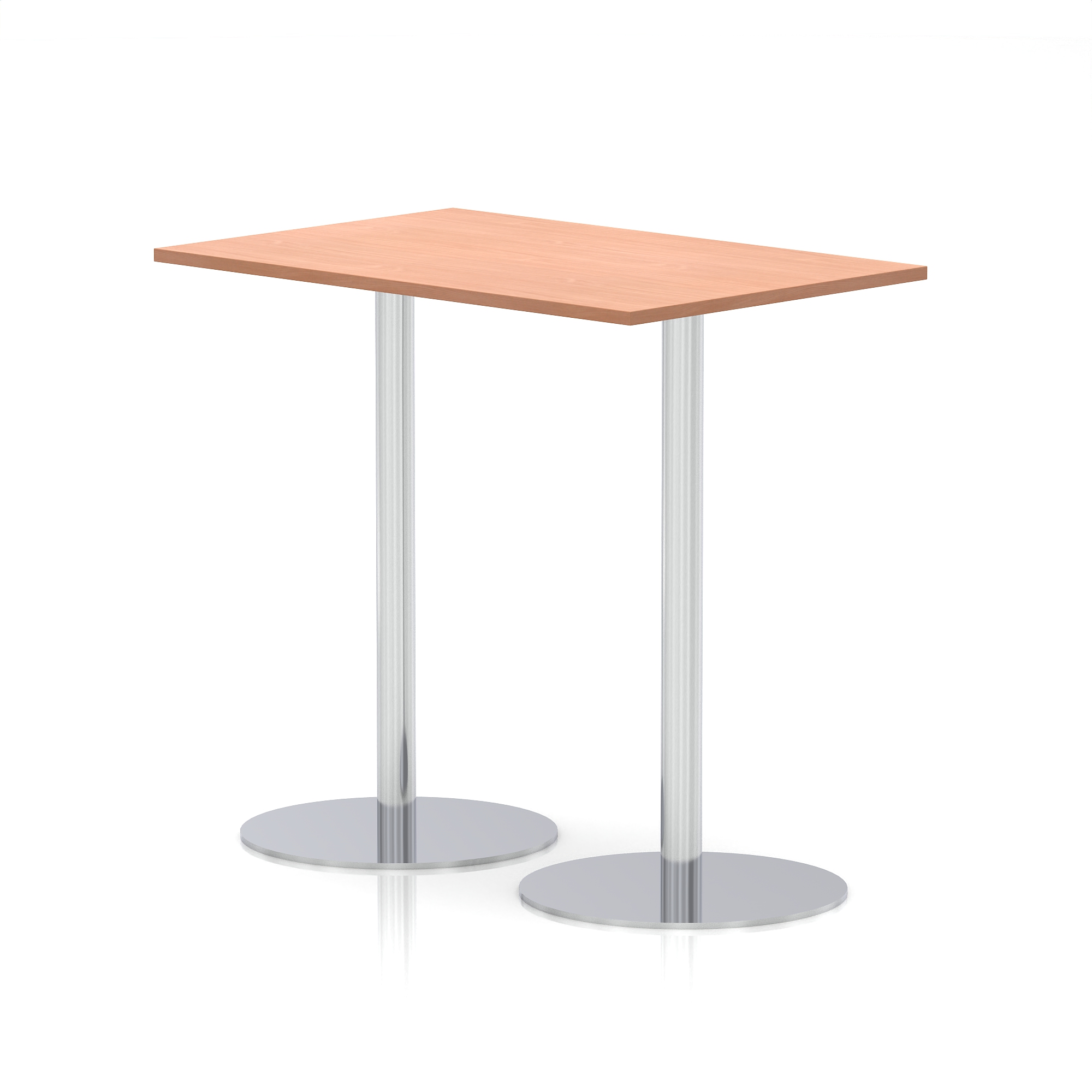 Italia Rectangular Poseur Table Silver Leg — Beech / Silver Frame