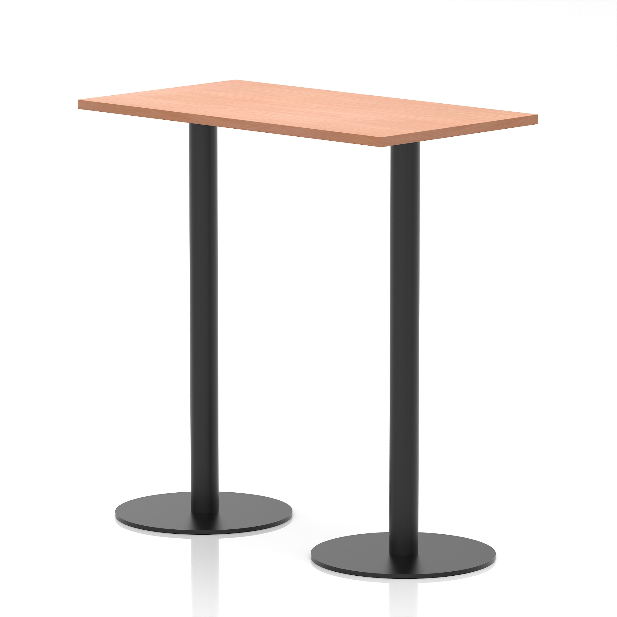 Italia Slimline Rectangular Poseur Table Black Leg — Beech / Black Frame