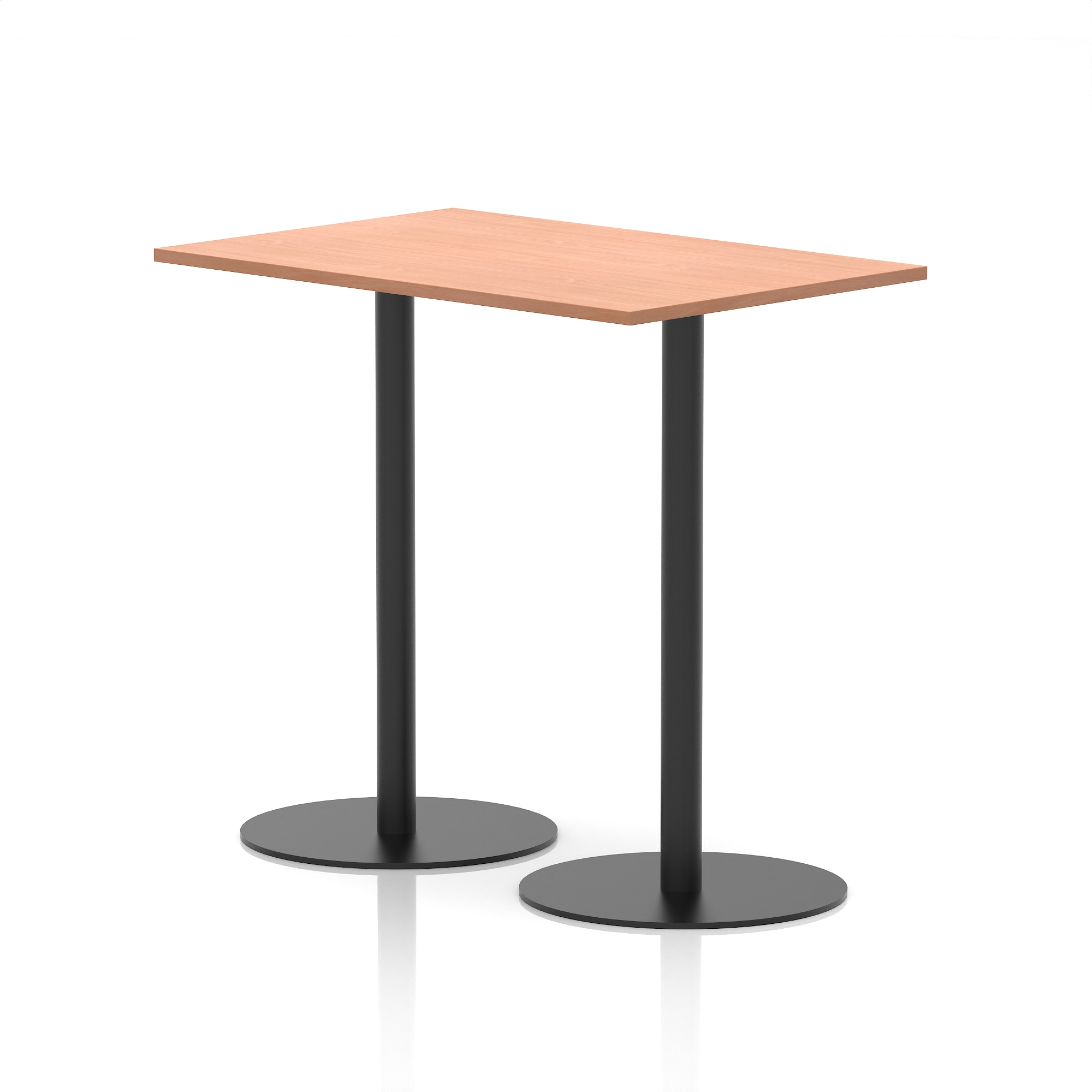 Italia Rectangular Poseur Table Black Leg — Beech / Black Frame