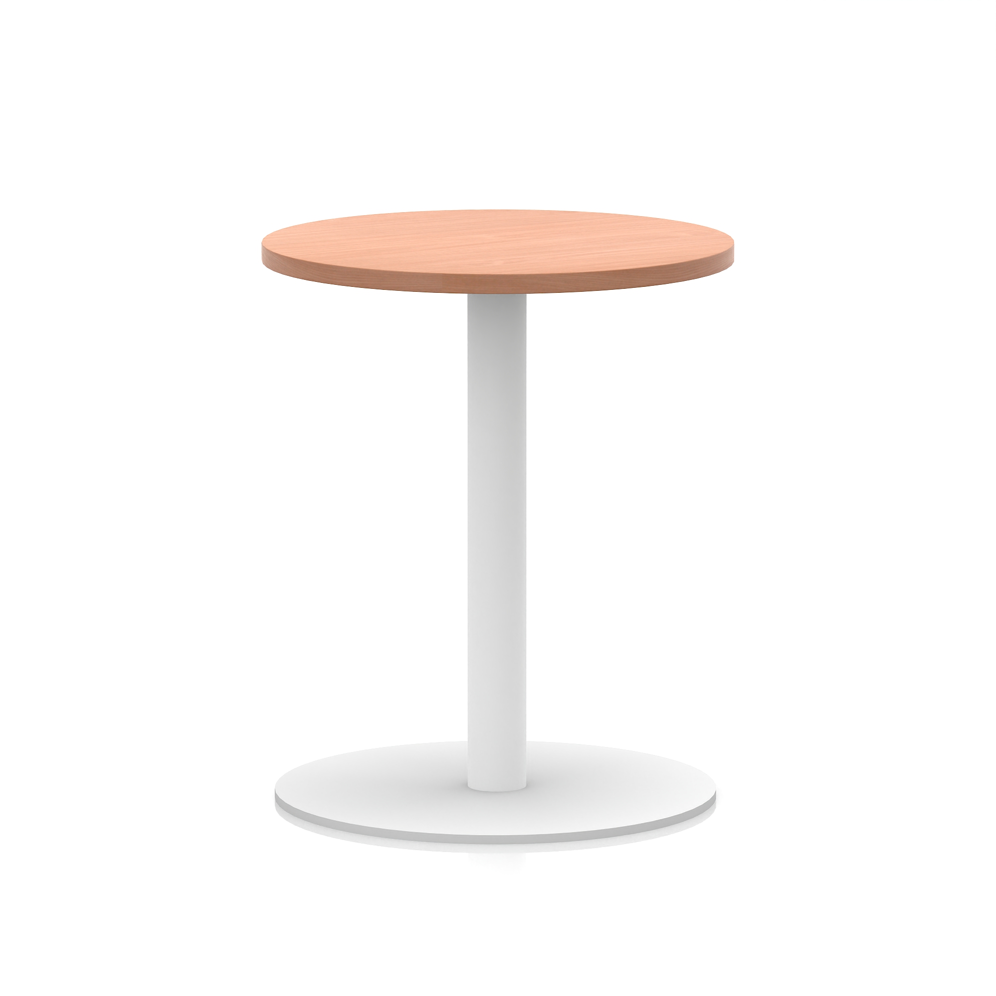 Italia Round Poseur Table White Leg — Beech / White Frame