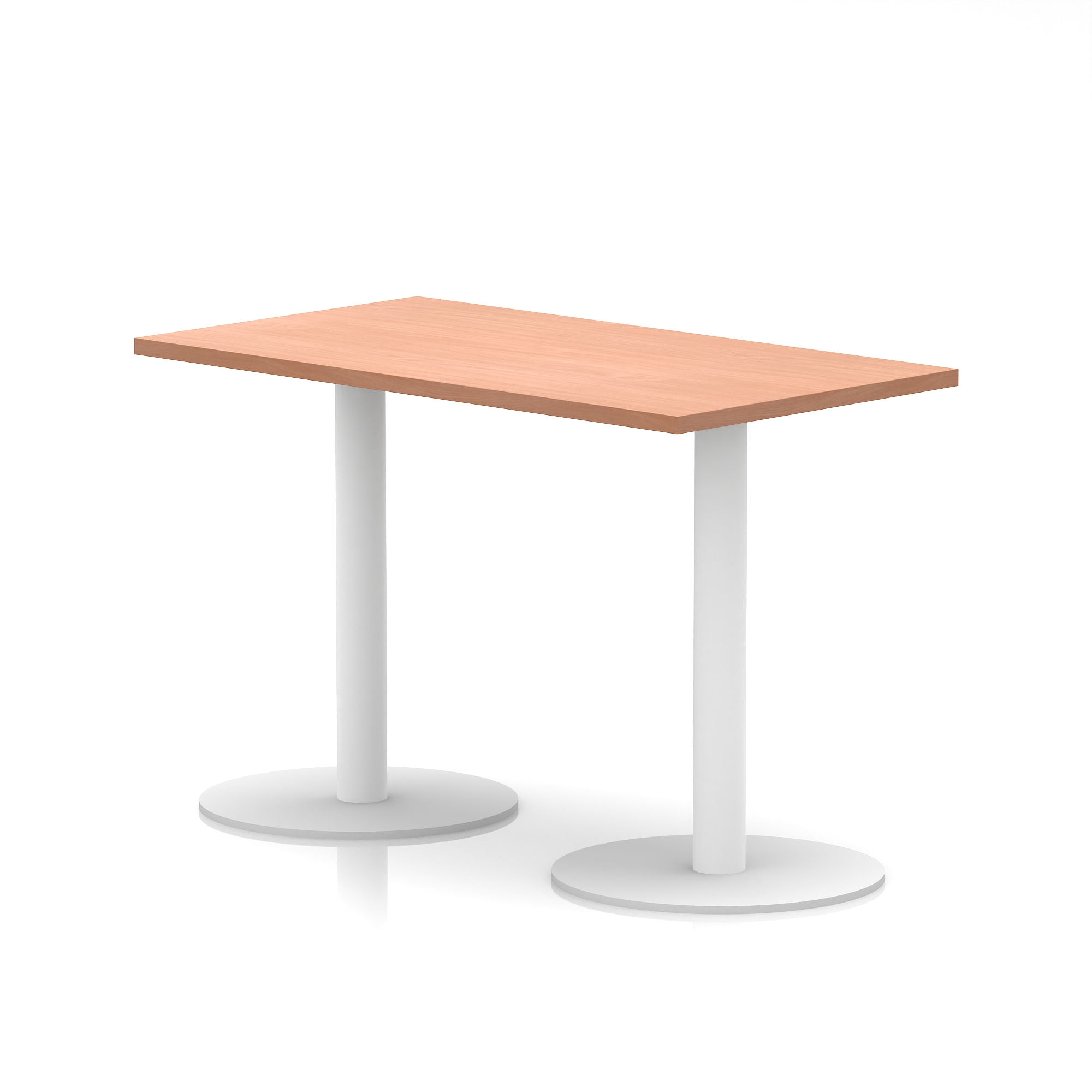 Italia Slimline Rectangular Poseur Table White Leg — Beech / White Frame