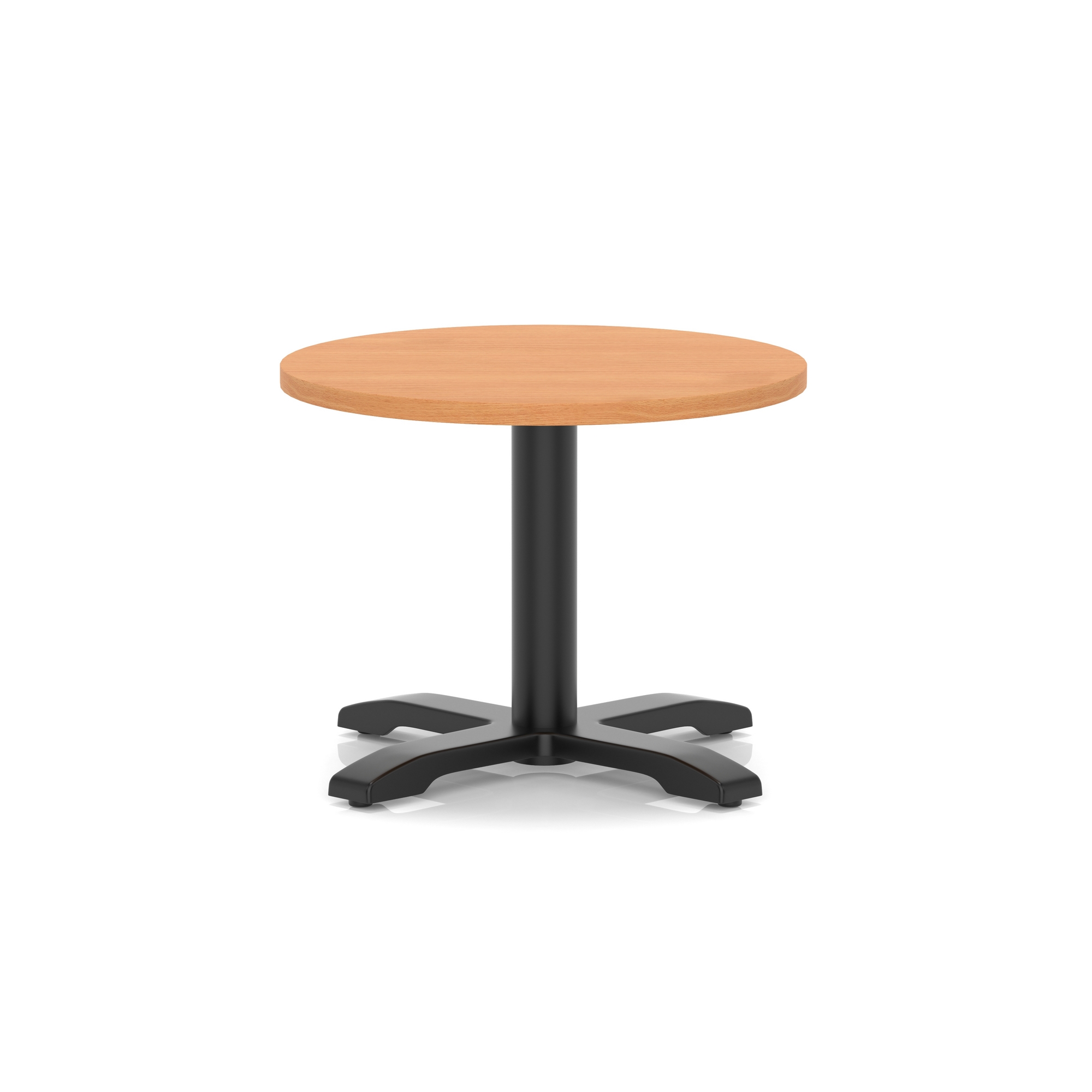 Italia Round Coffee Table With Cross Base — Beech / Black Frame