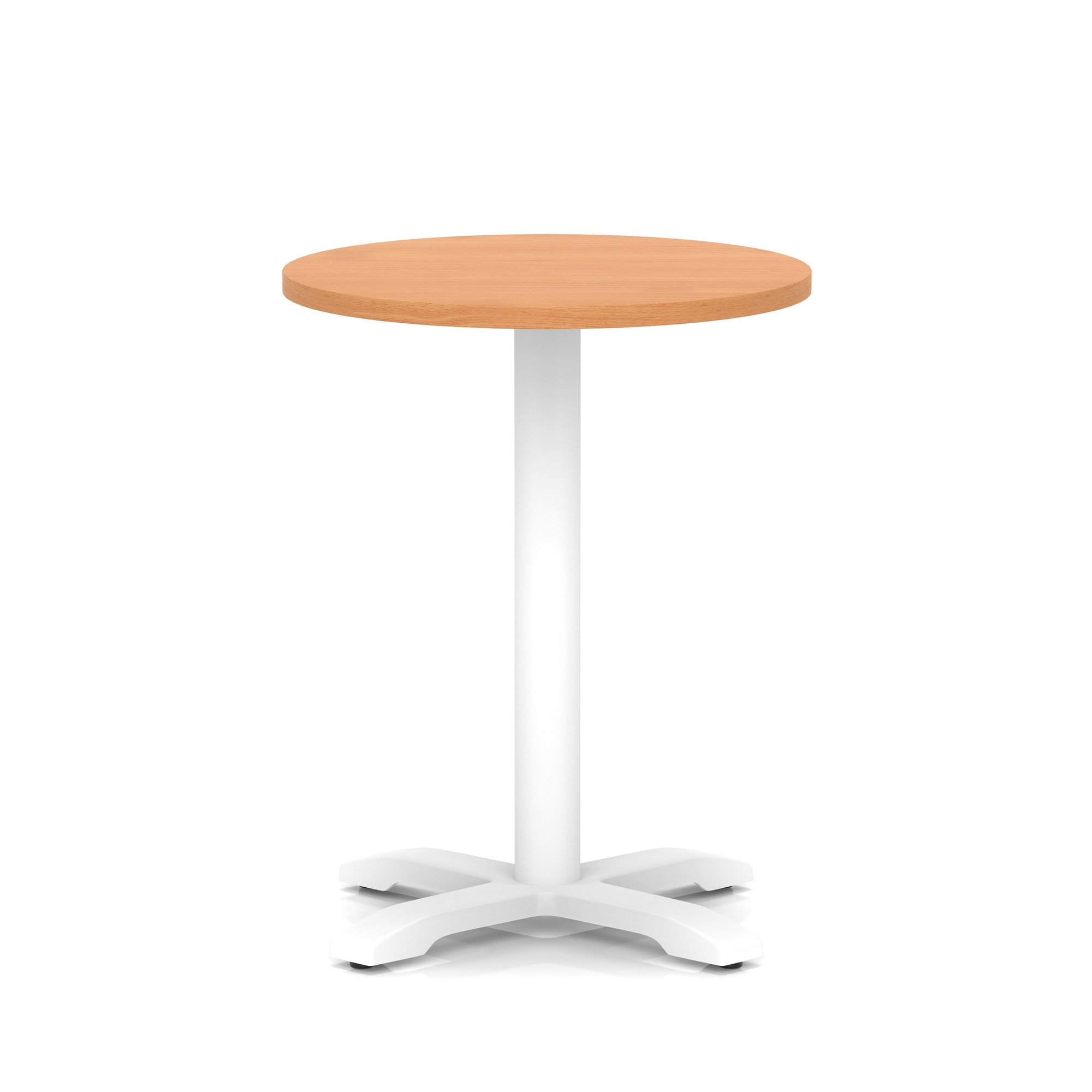 Italia Round Poseur Table With Cross Base White Leg — Beech / White Frame