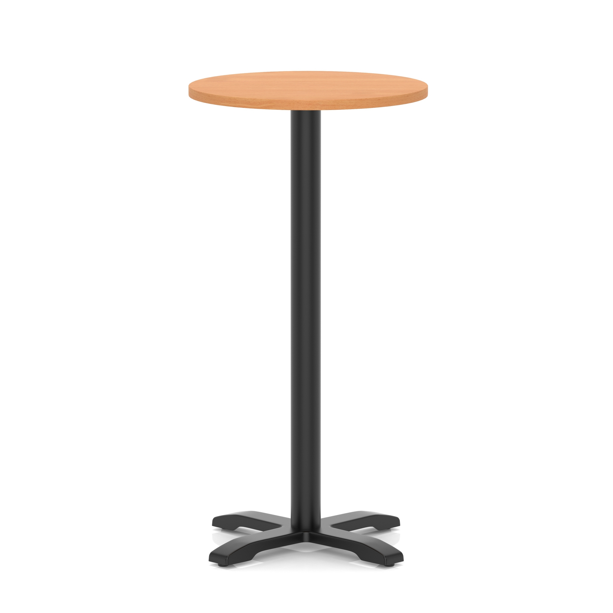 Italia Round Poseur Table With Cross Base Black Leg — Beech / Black Frame