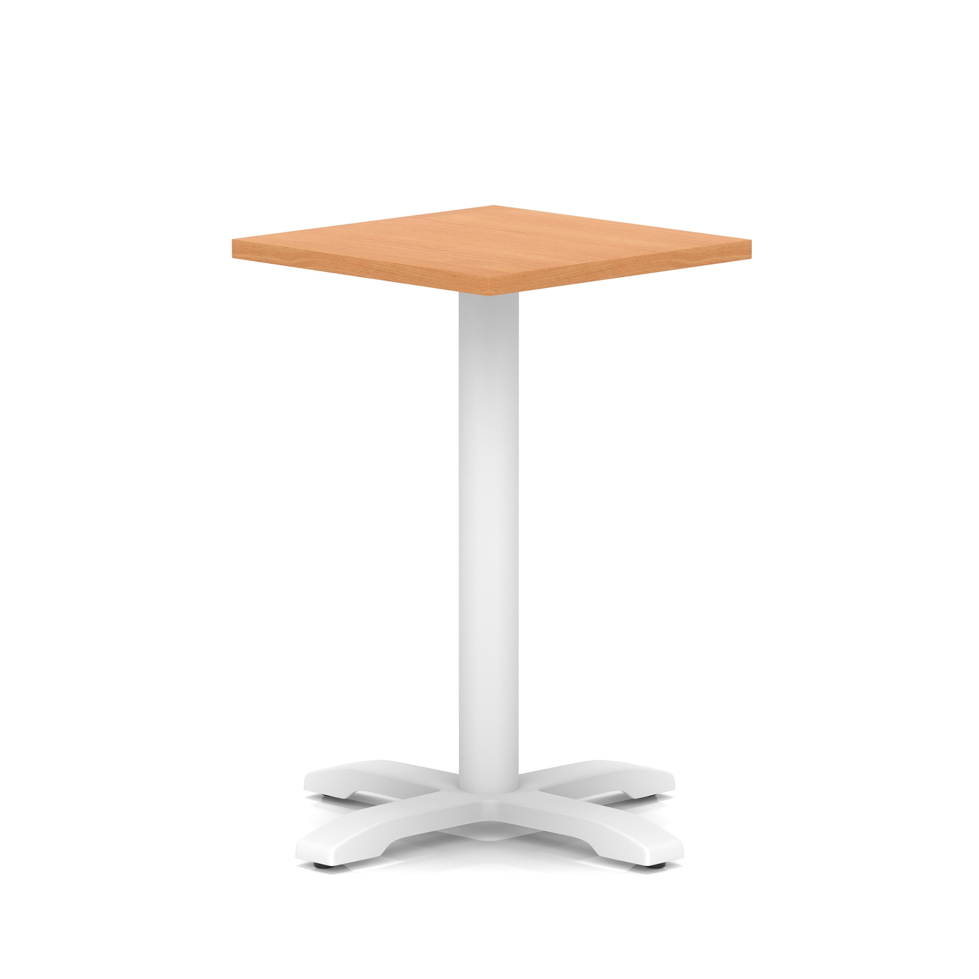 Italia Square Poseur Table With Cross Base White Leg — Beech / White Frame