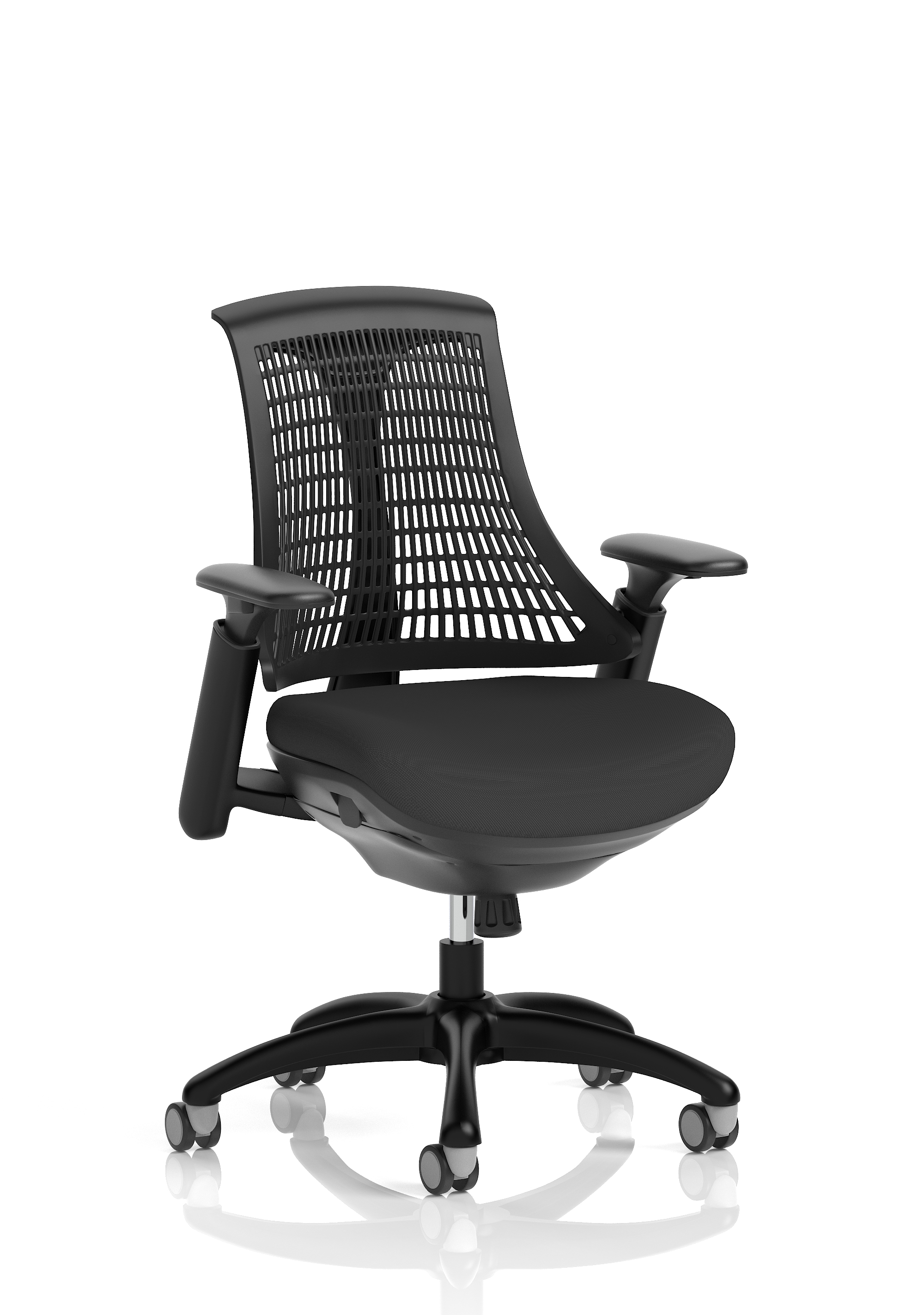 Flex Medium Back Black Frame Task Operator Office Chair with Arms — Black