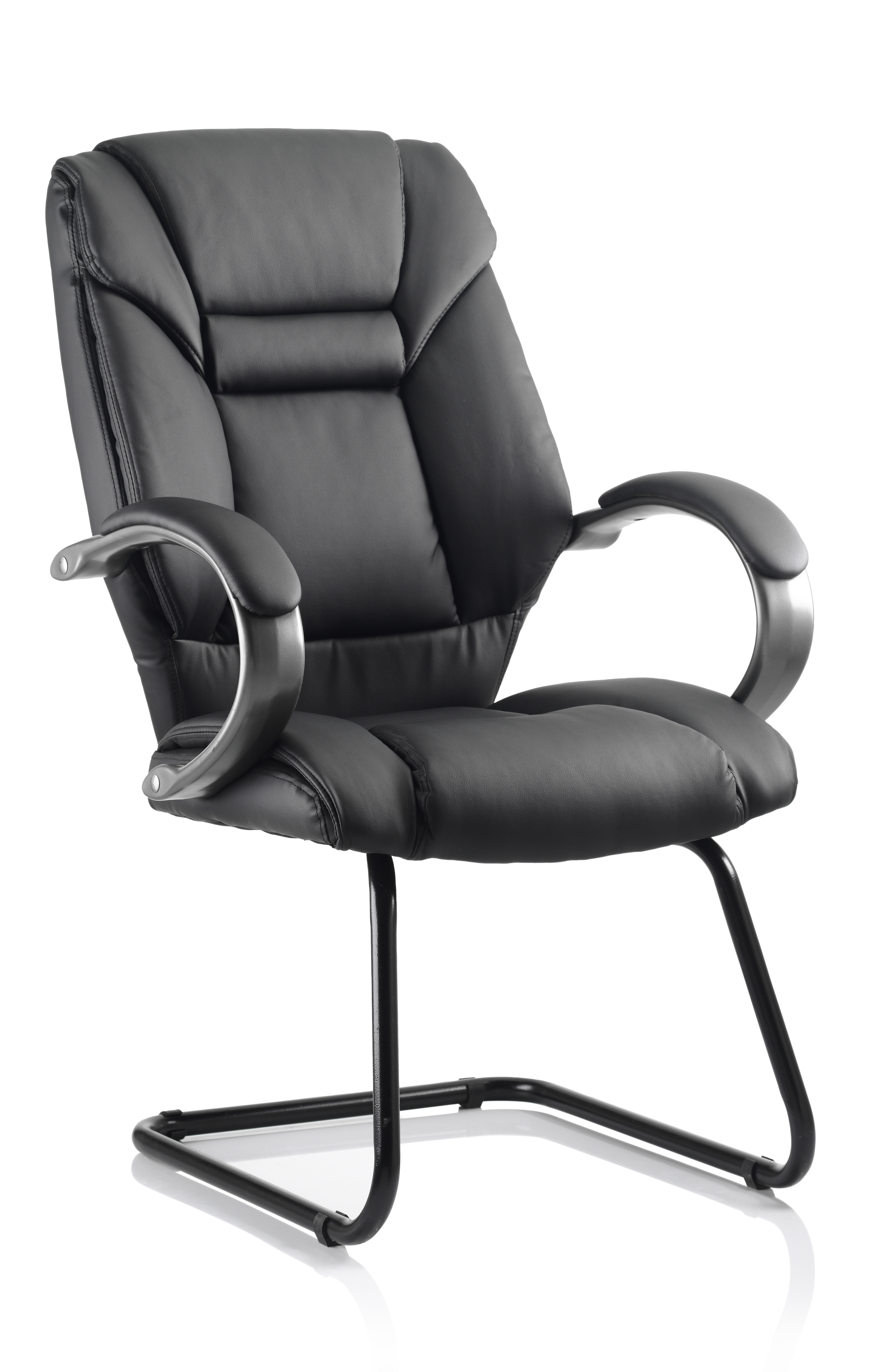 Galloway High Back Cantilever Visitor Chair with Arms — Black