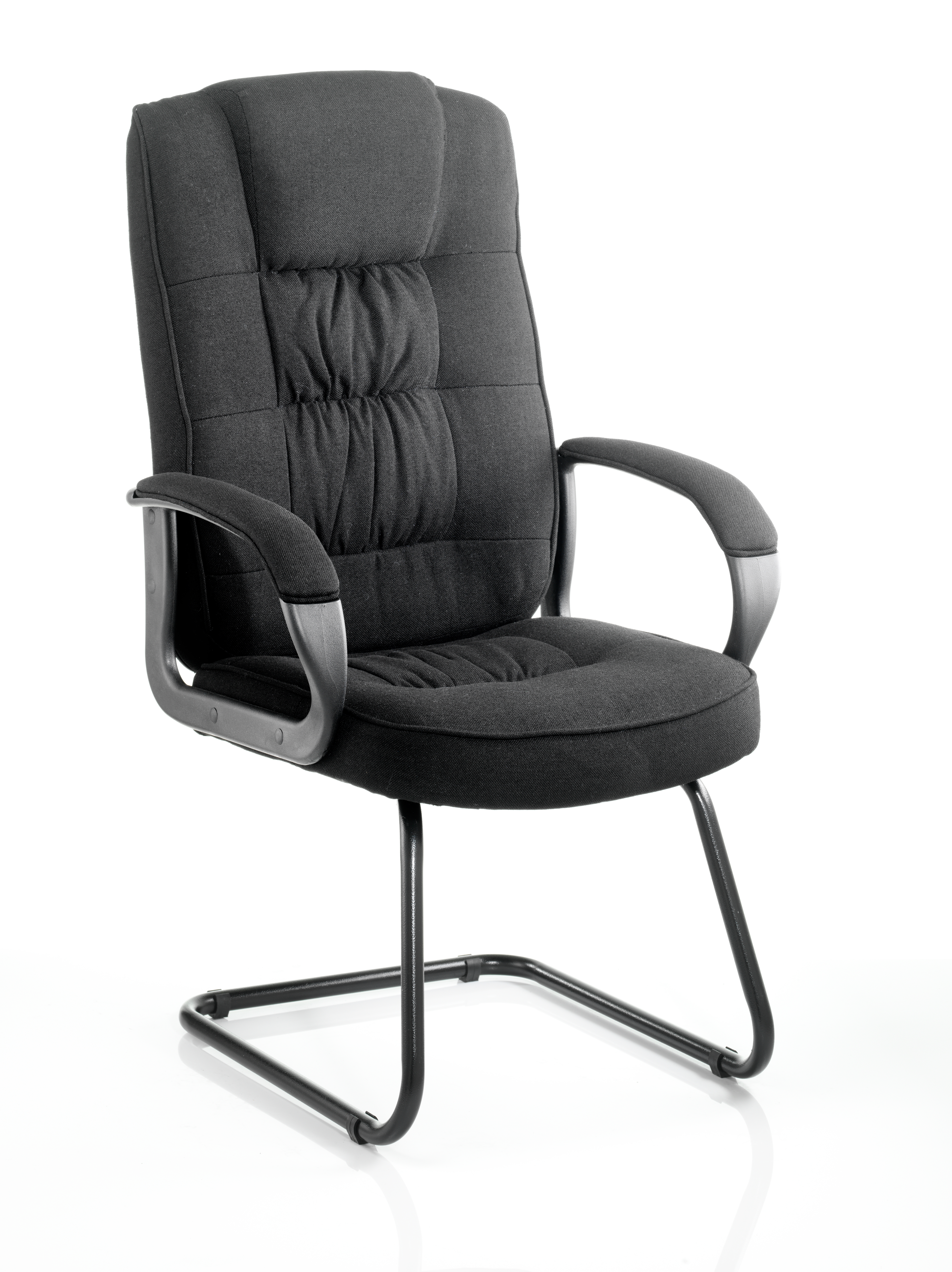 Moore Deluxe High Back Black Cantilever Visitor Chair with Arms