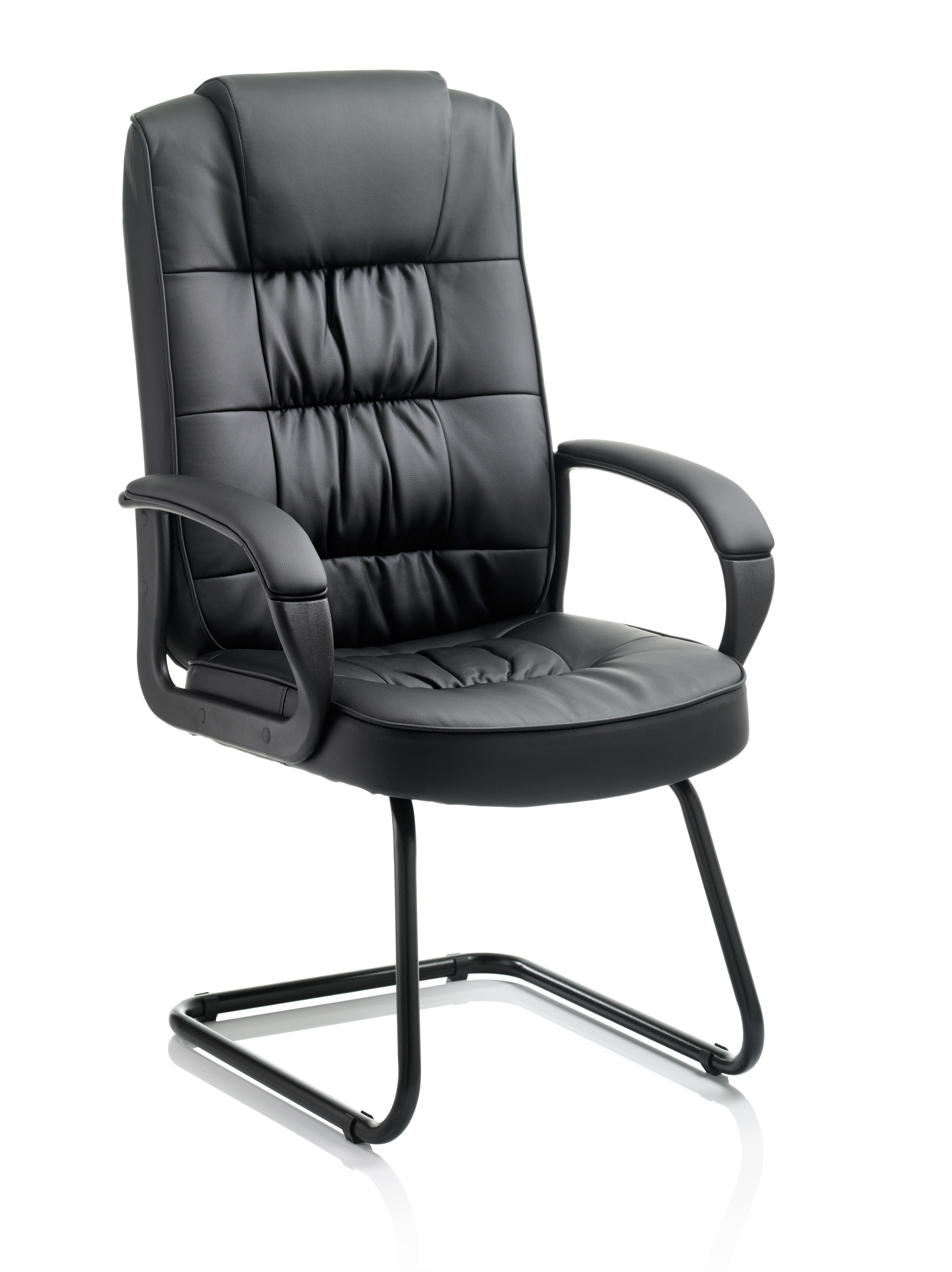 Visitor Cantilever Black Leather With Arms