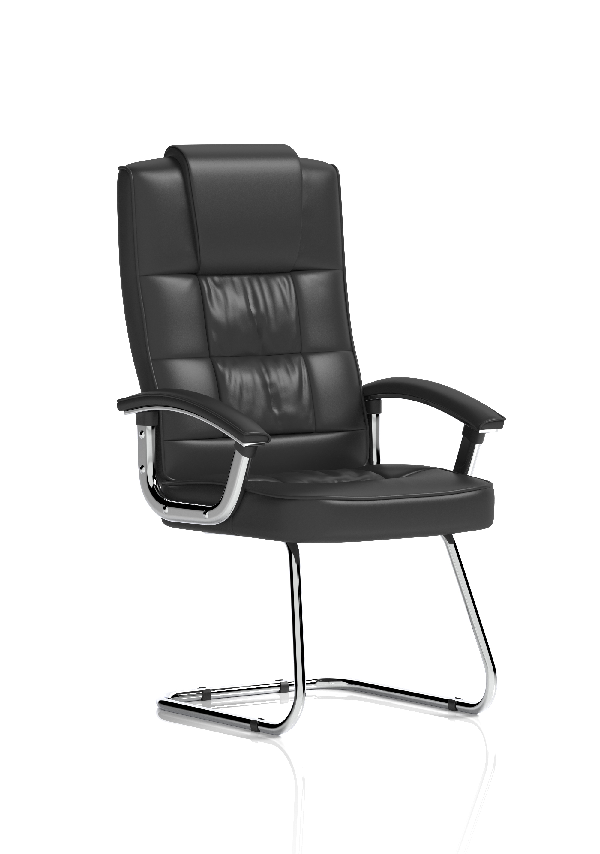 Moore Deluxe High Back Black Cantilever Visitor Chair with Arms — Black & Chrome