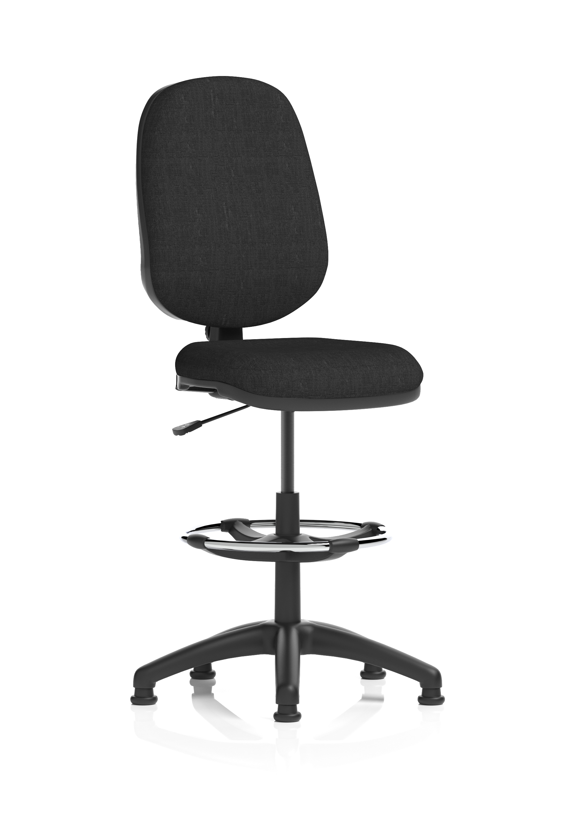 Eclipse Plus I Medium Back Task Operator Office Chair with Hi Rise Draughtsman Kit — Black & Black & Chrome