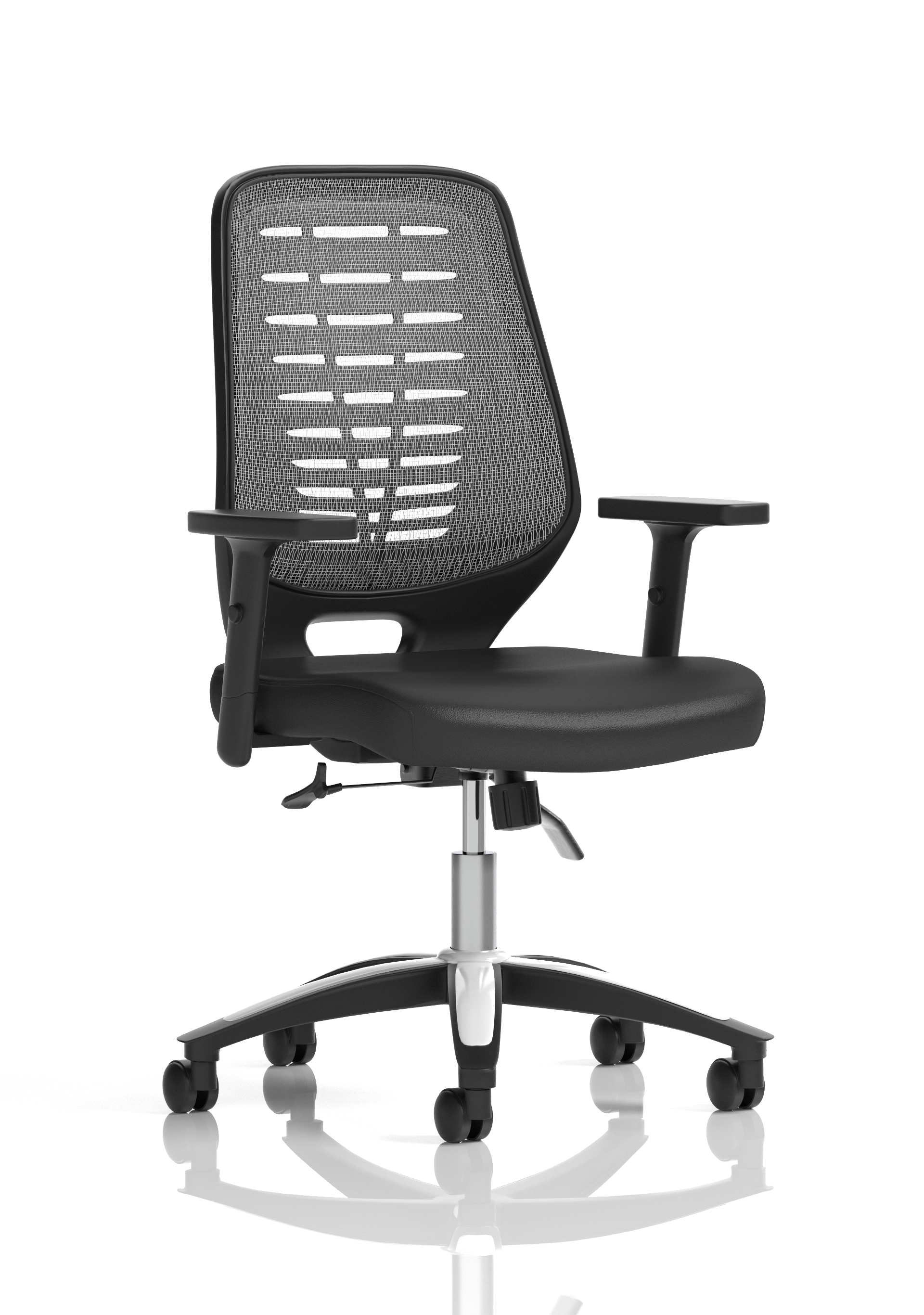 Silver Back Black Leather Seat
