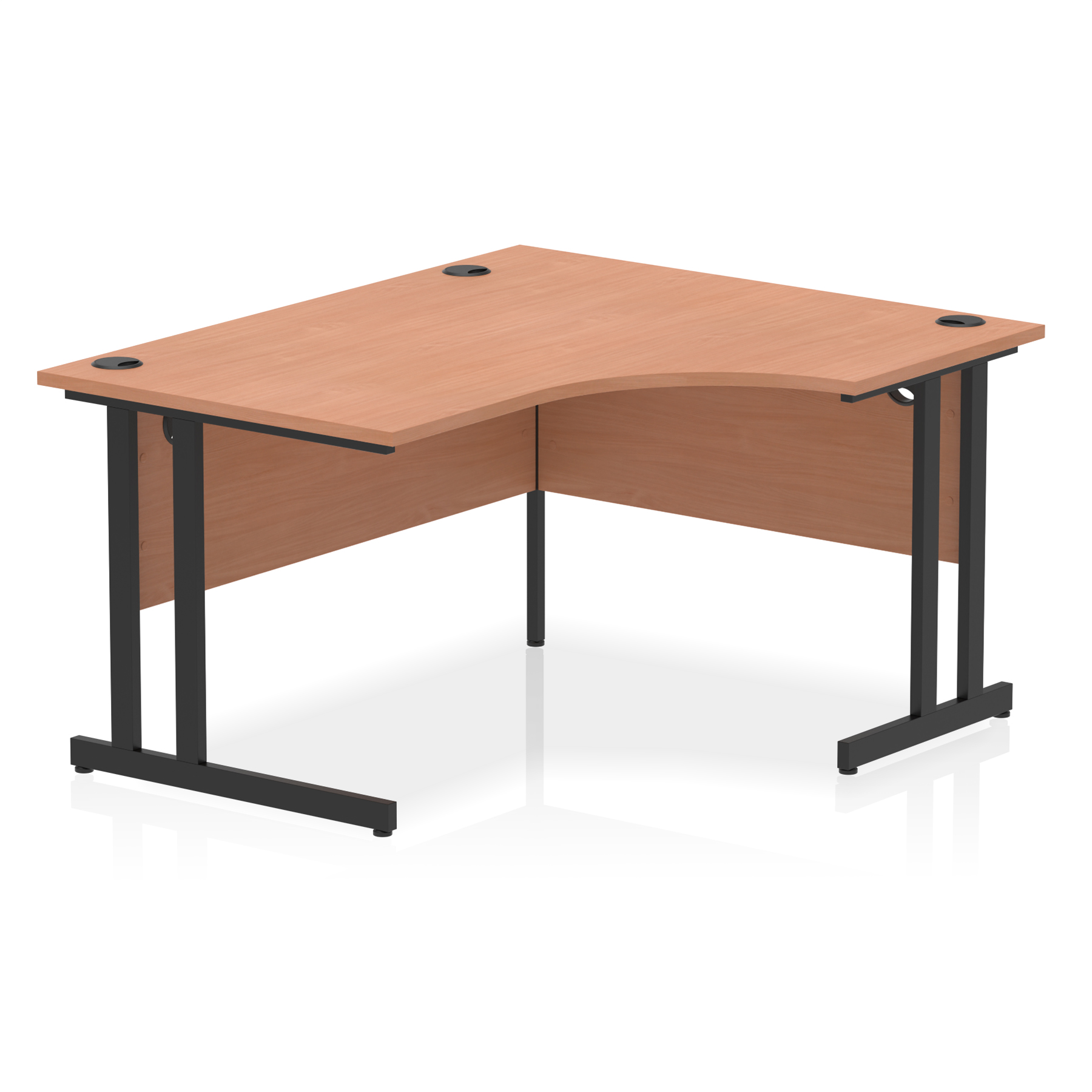 Impulse 1400mm Right Crescent Desk Cantilever Leg — Beech / Black Frame