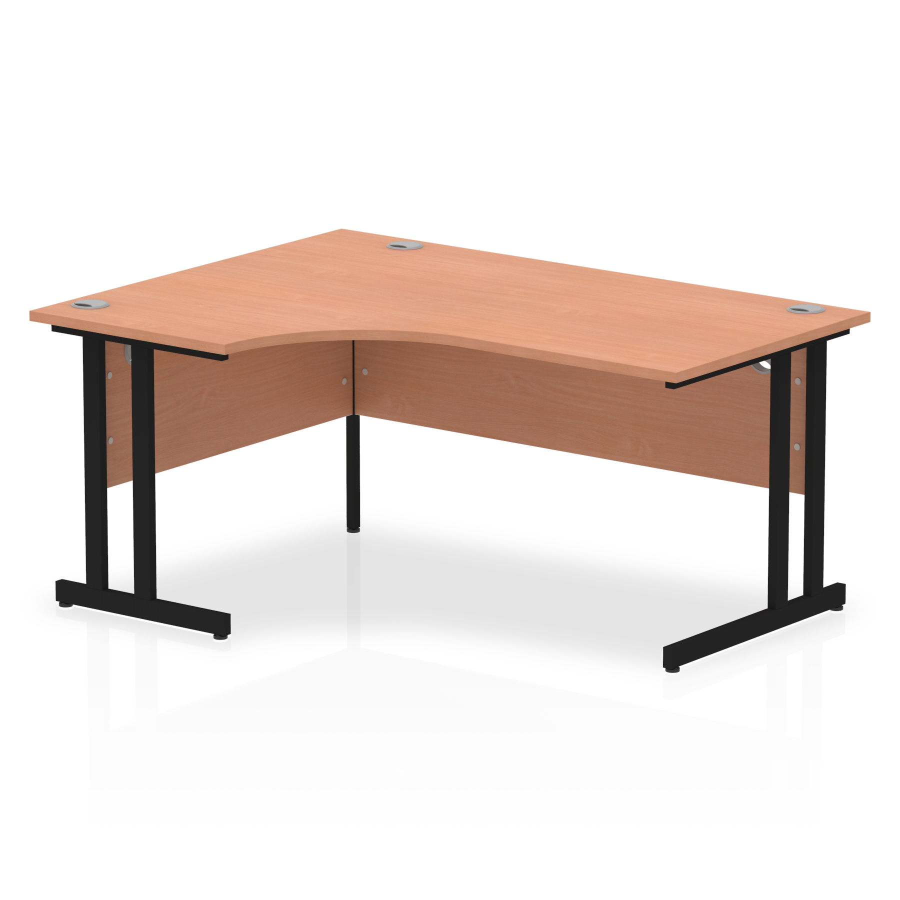 Impulse 1600mm Left Crescent Desk Cantilever Leg — Beech / Black Frame