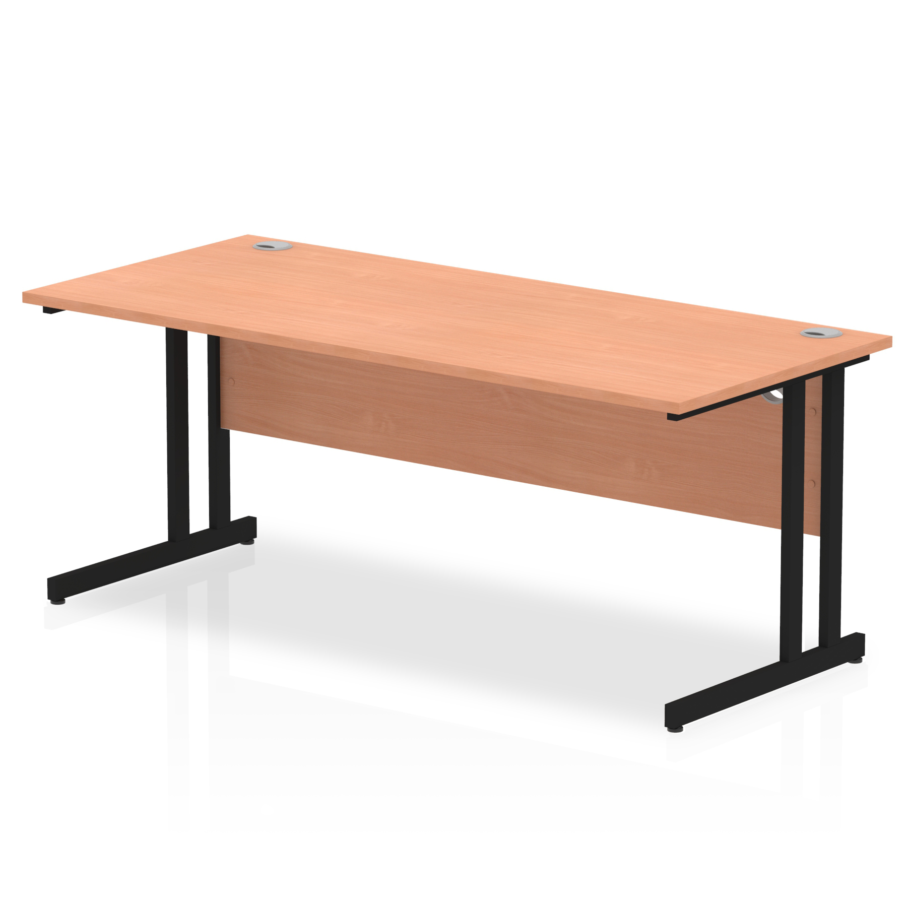 Impulse 1800mm Straight Desk Cantilever Leg — Beech / Black Frame