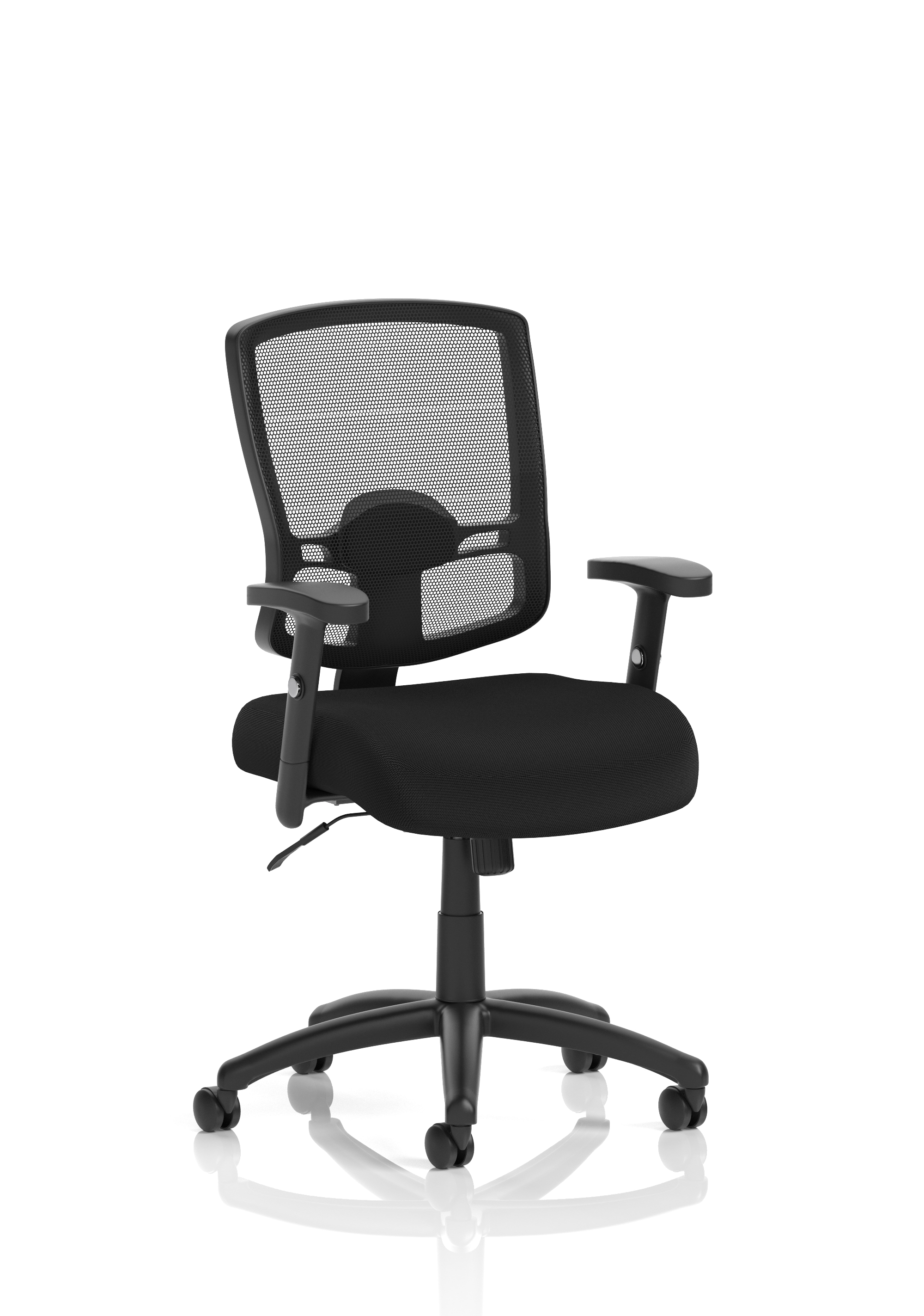 Portland Medium Mesh Back Task Operator Office Chair with Arms — Black