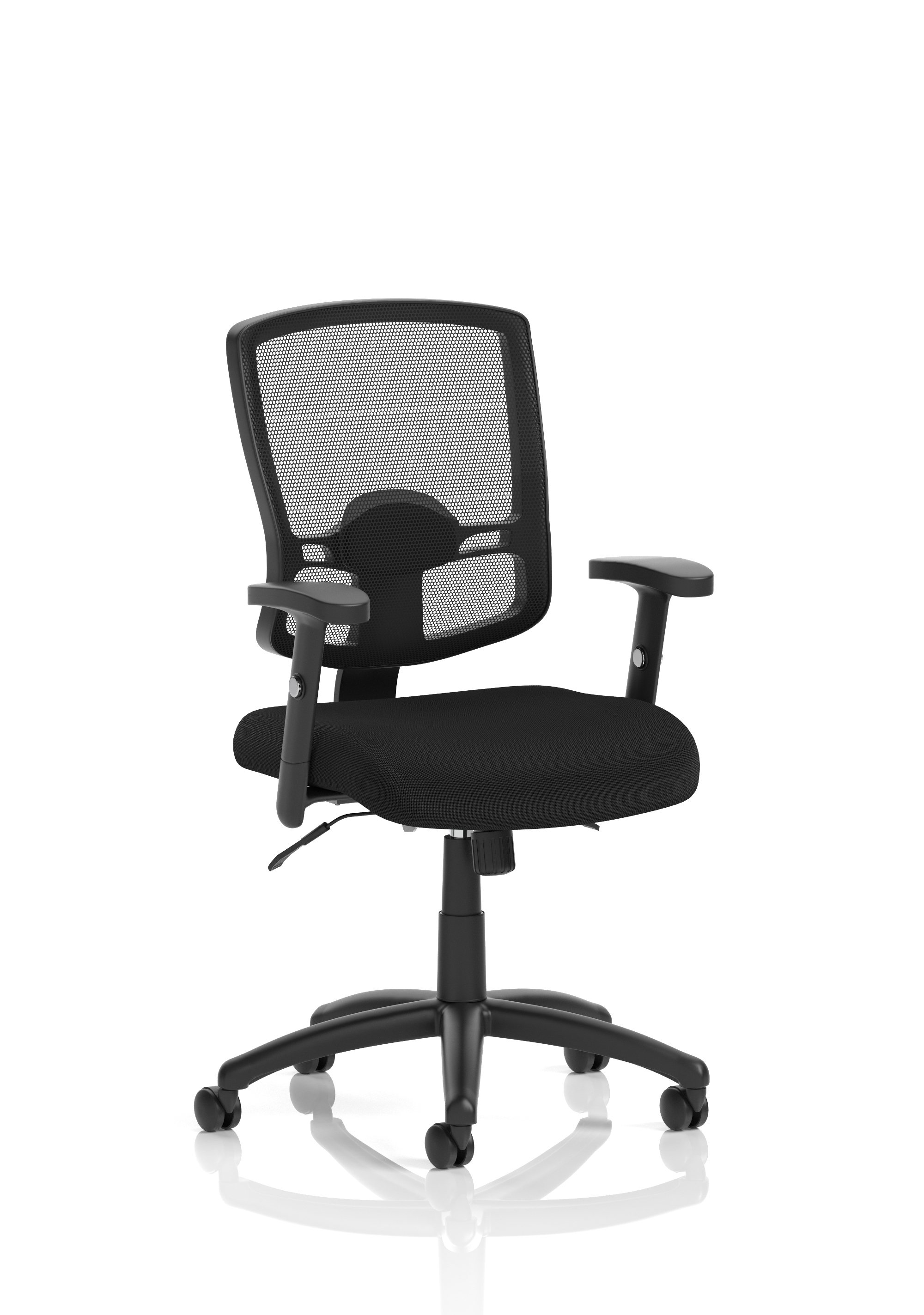 Portland II Medium Mesh Back Task Operator Office Chair with Arms — Black