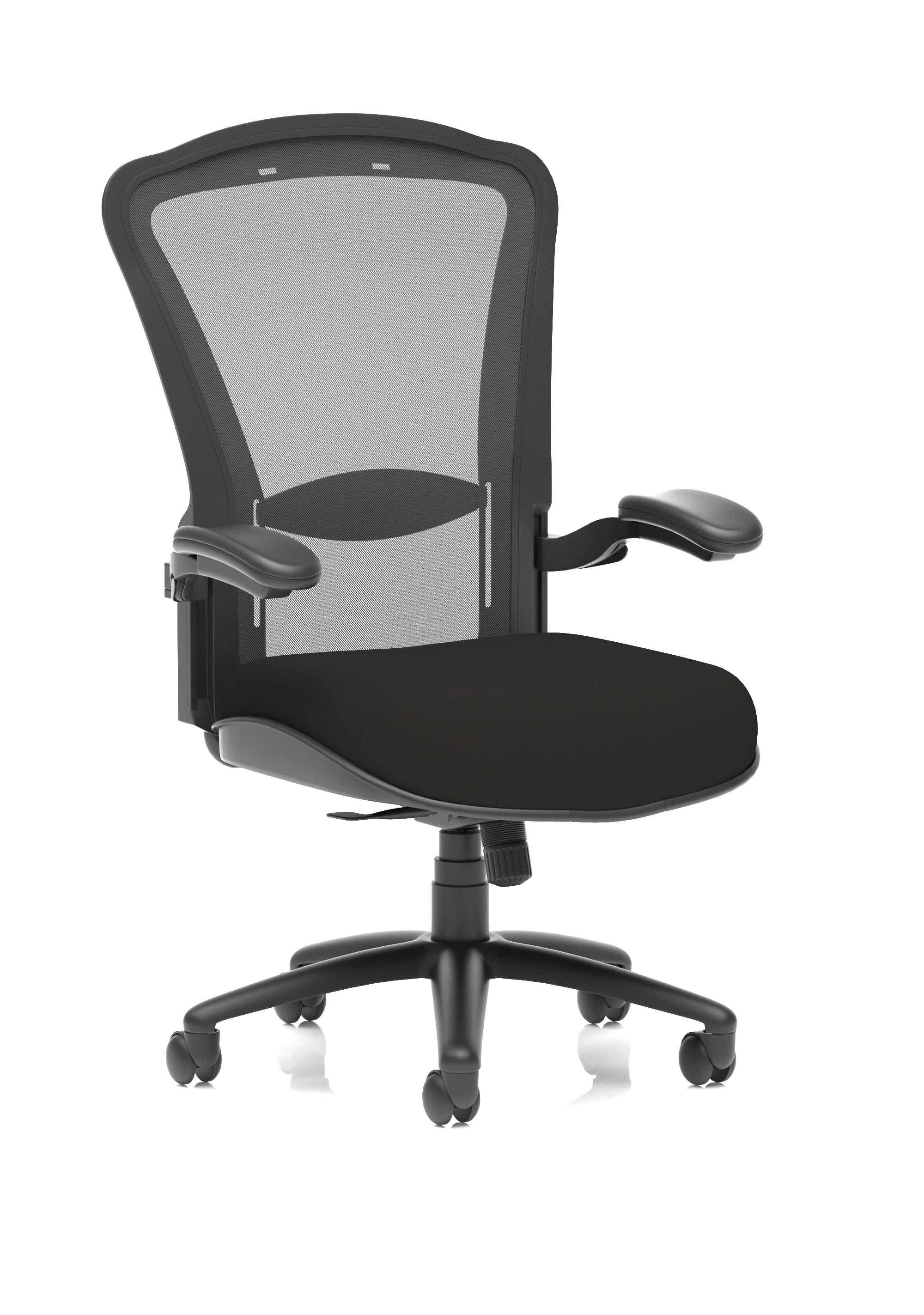 Houston High Mesh Back Heavy Duty Task Operator Office Chair with Arms — Black
