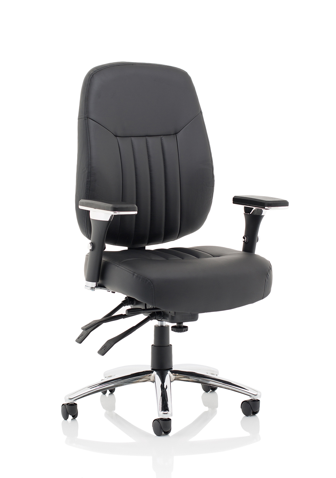 Barcelona Deluxe High Back Task Operator Office Chair with Arms — Black & Chrome