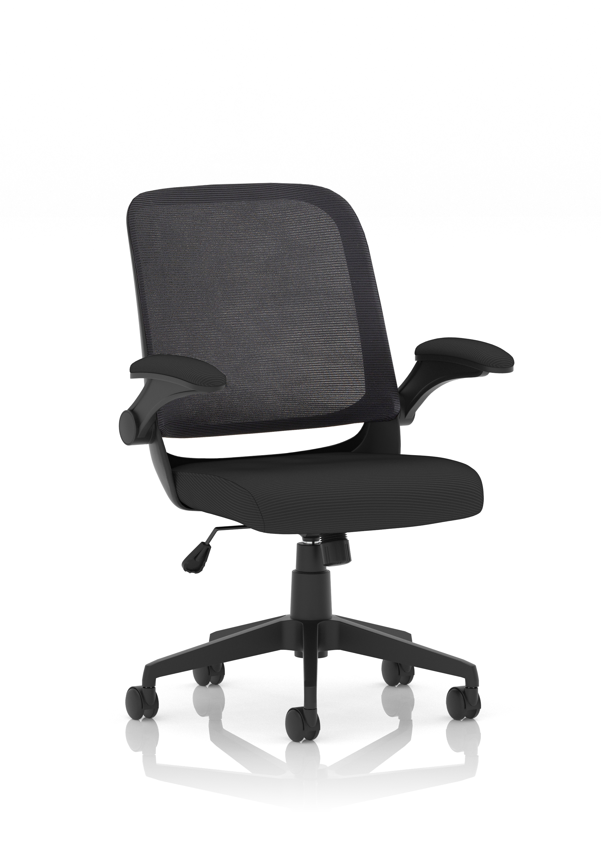 Crew Task Operator Mesh Chair With Folding Arms — Black