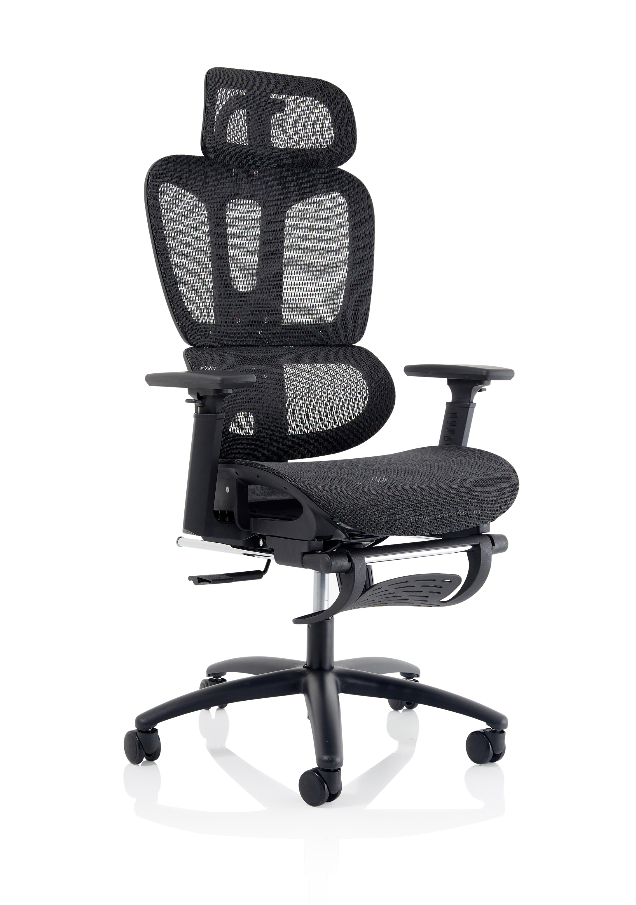 Horizon Executive Mesh Chair With Height Adjustable Arms and Footrest — Black