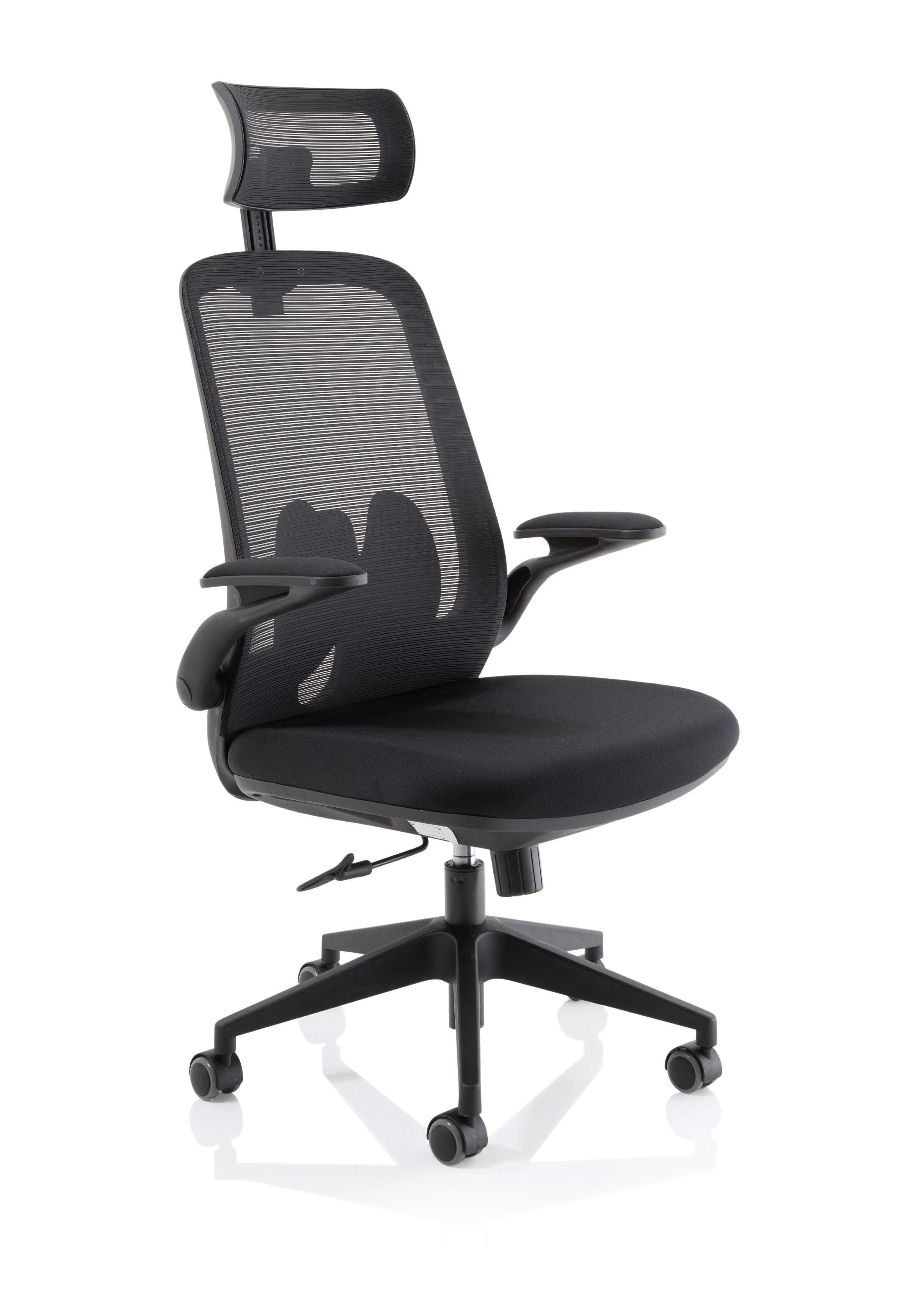 Sigma Executive Mesh Chair With Folding Arms — Black & Silver