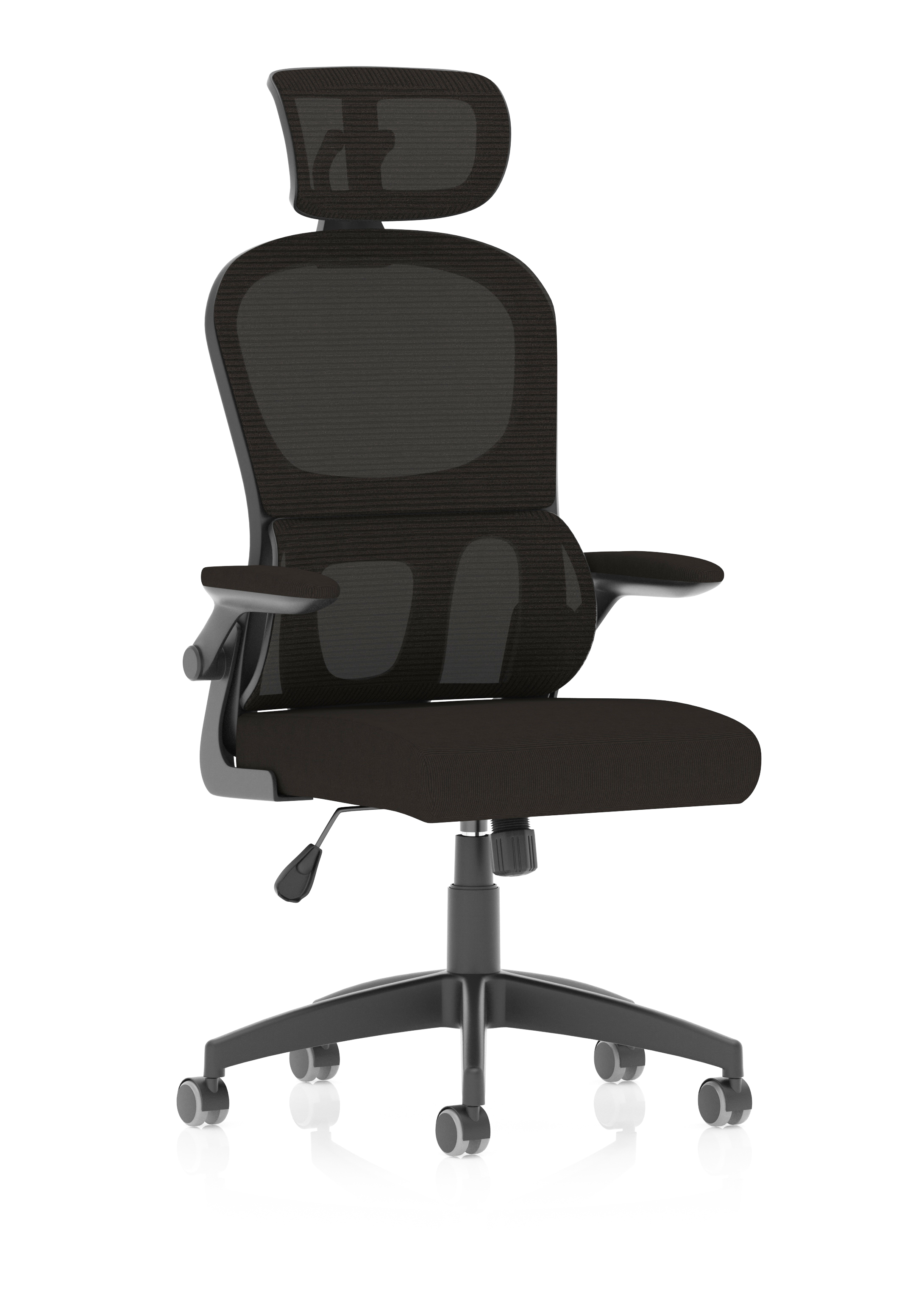 Iris Task Operator Mesh Back Fabric Seat With Headrest — Black
