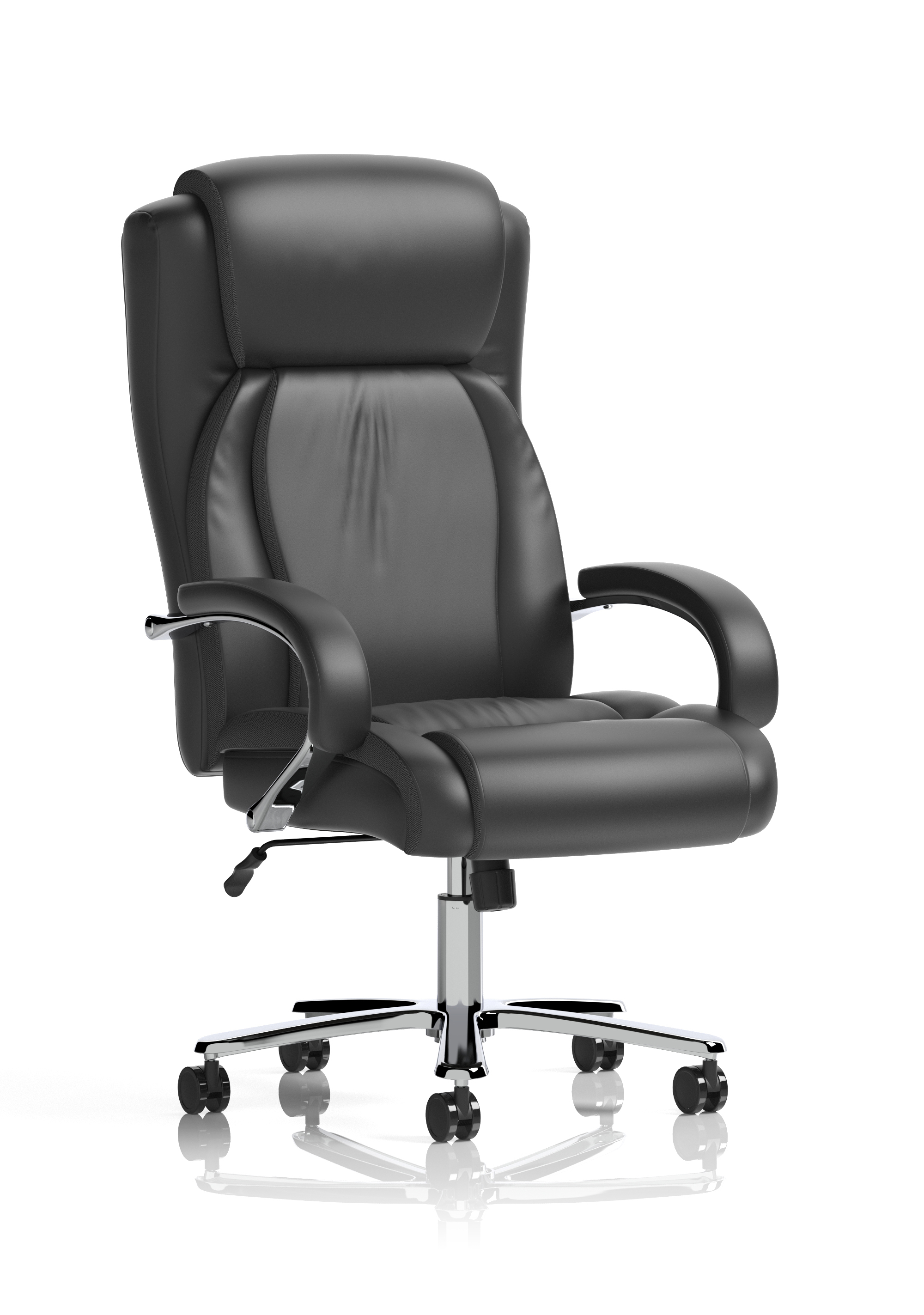 Austin Heavy Duty Task Operator Office Chair Black PU — Black / Black & Chrome Frame