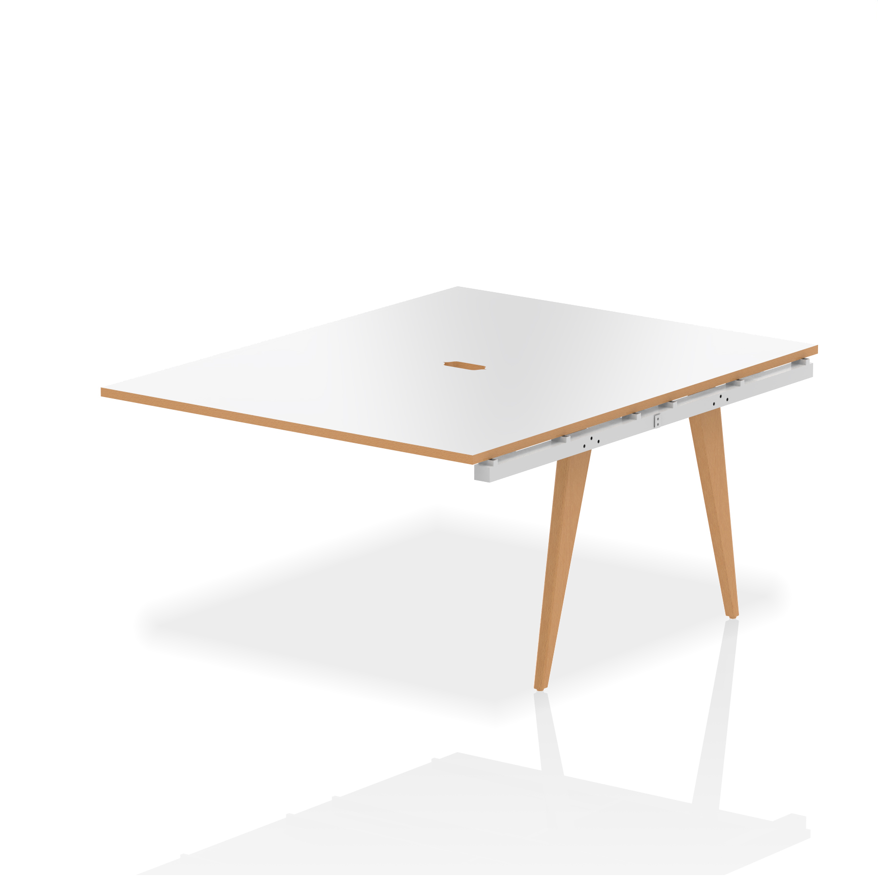 Oslo B2B Bench Desk Extension Kit — White & Natural Wood