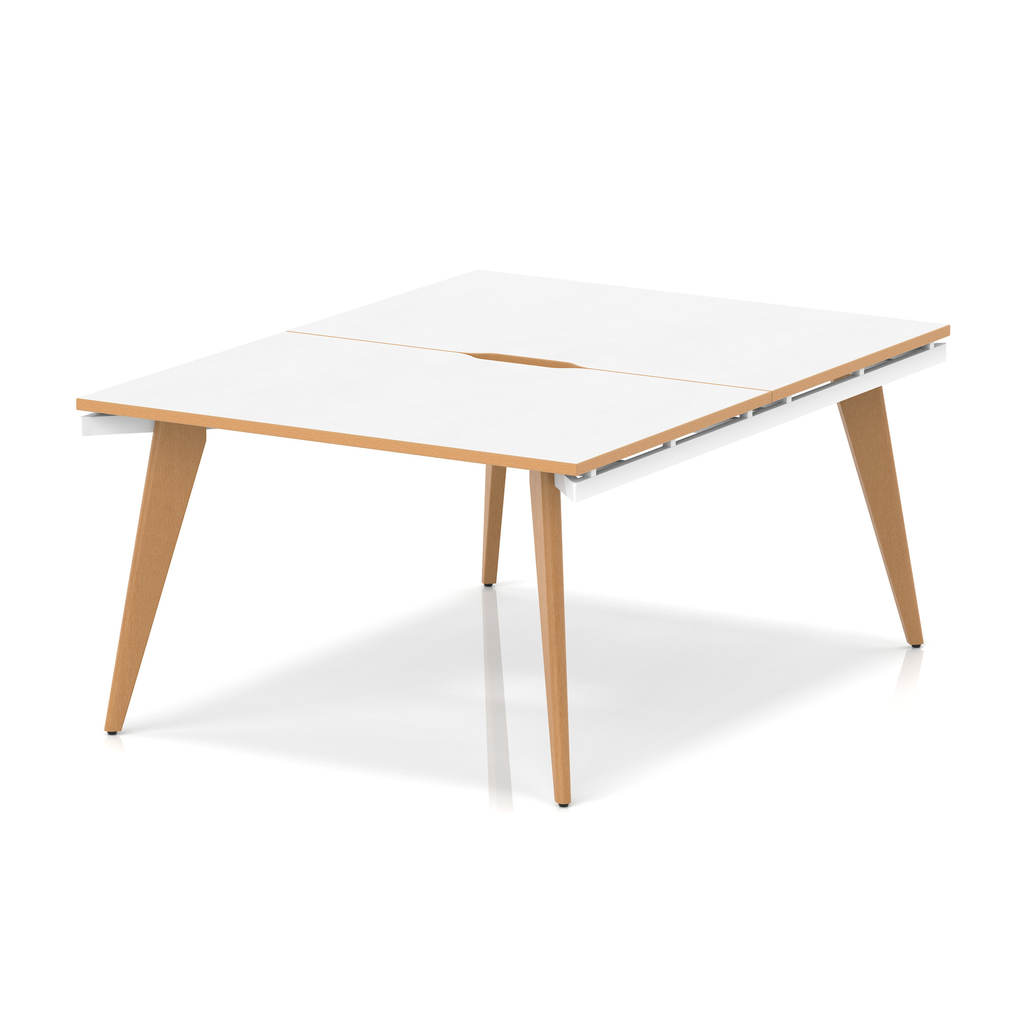 Oslo B2B Bench Desk — White & Natural Wood