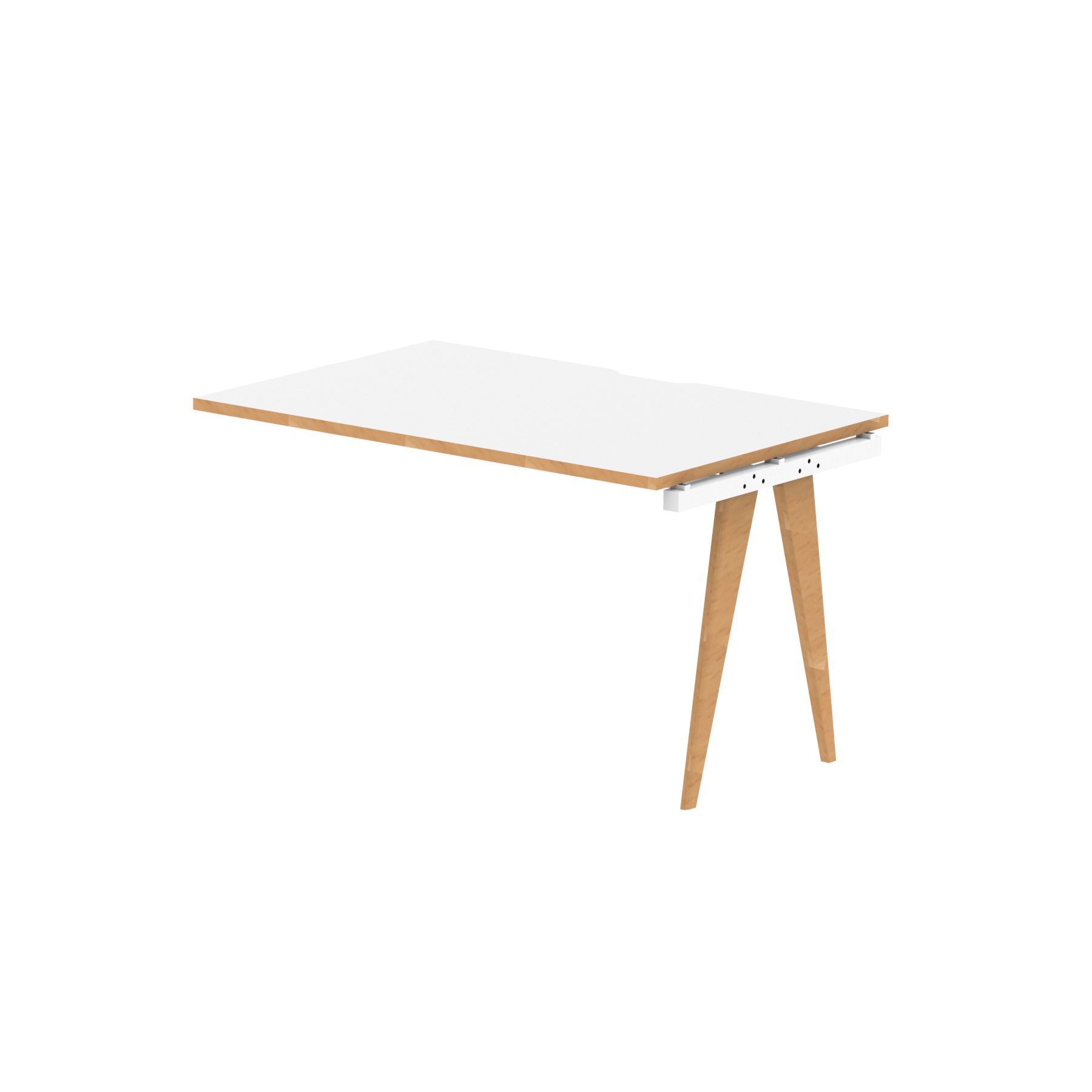 Oslo Single Row Bench Desk Extension Kit — White & Natural Wood