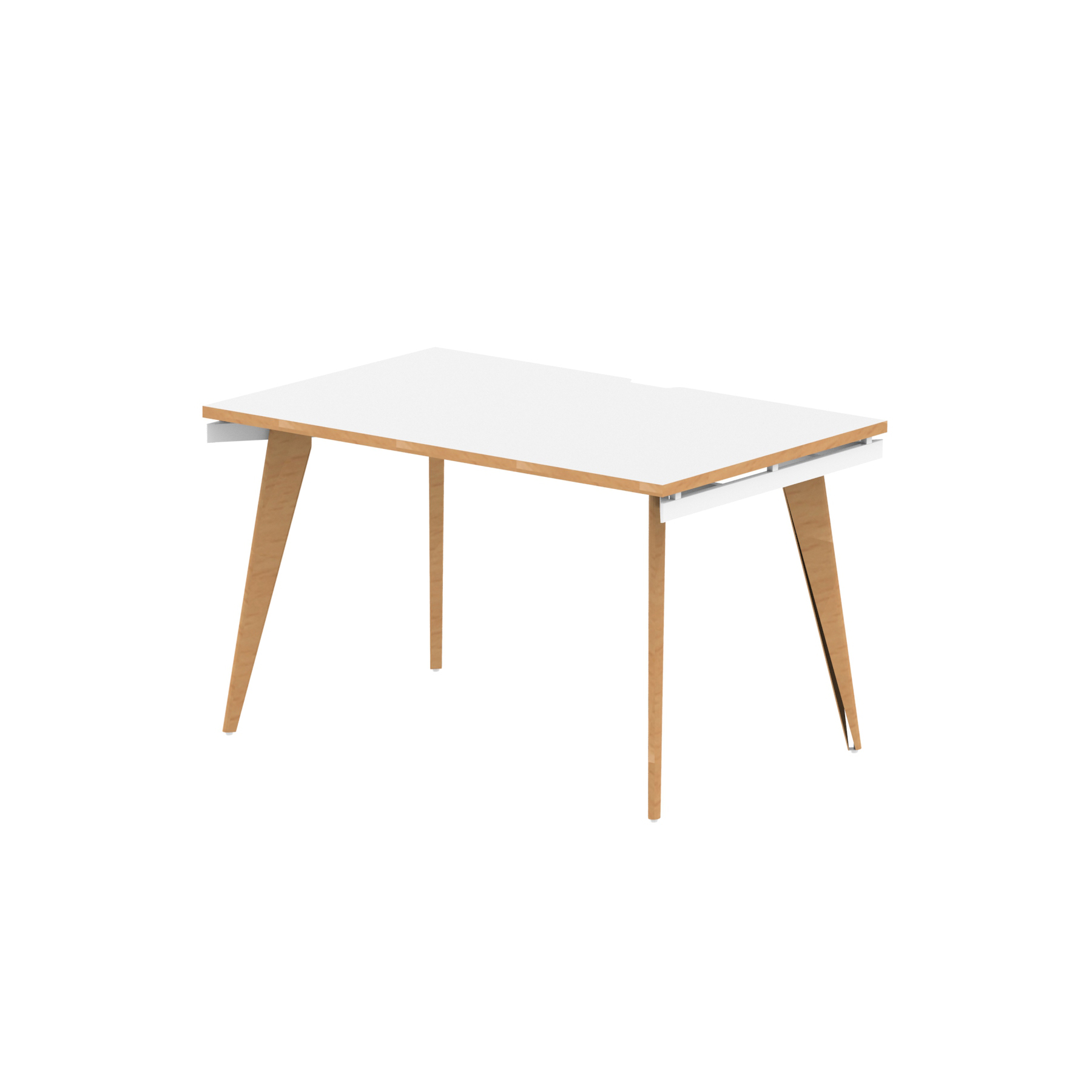 Oslo Single Starter Bench Desk — White & Natural Wood