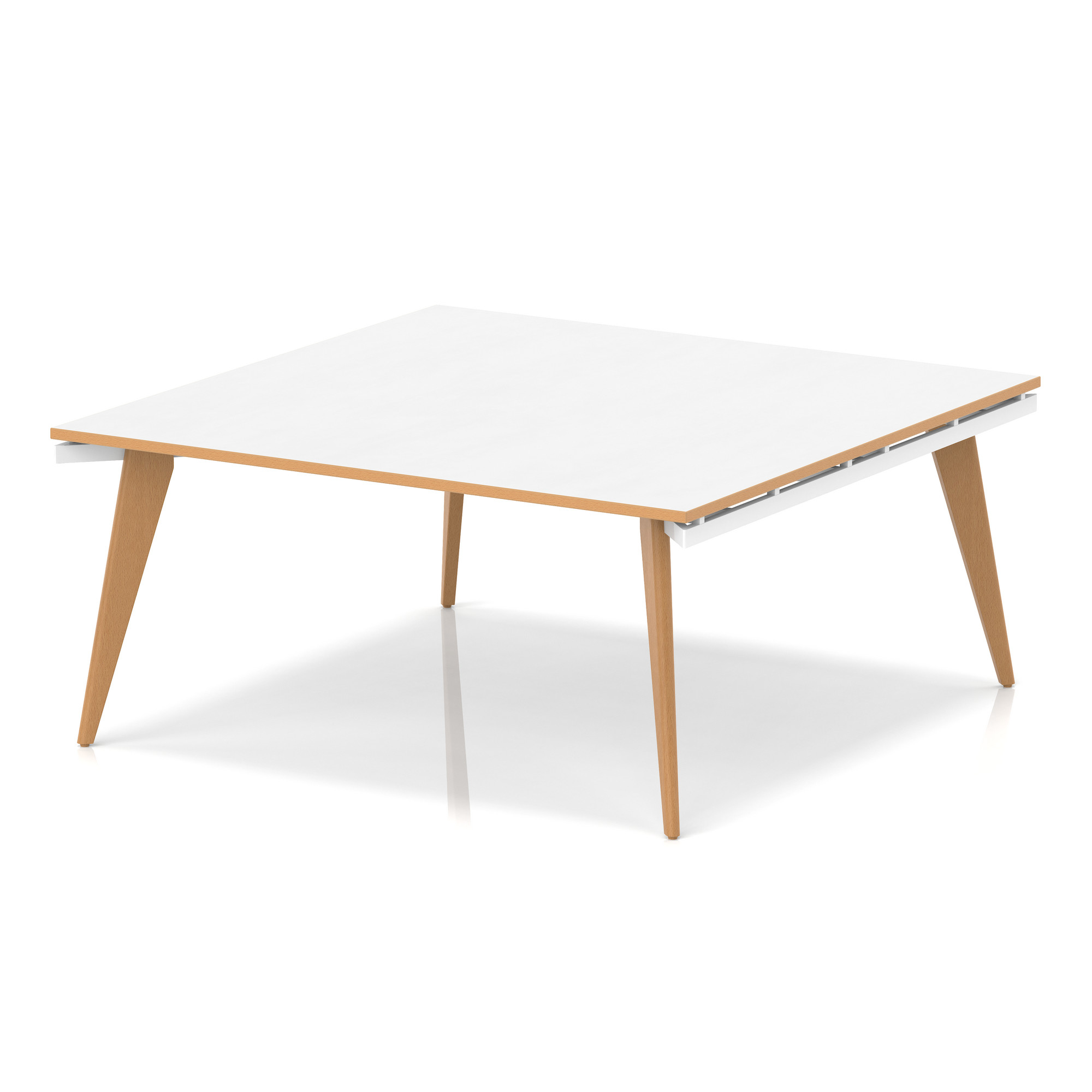 Oslo 1600mm Square Boardroom Table — White & Natural Wood