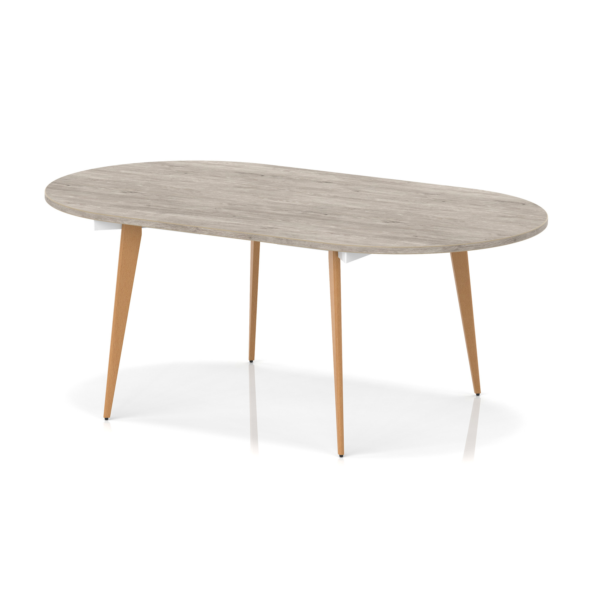 Oslo Oval Boardroom Table — Grey Oak / White Frame