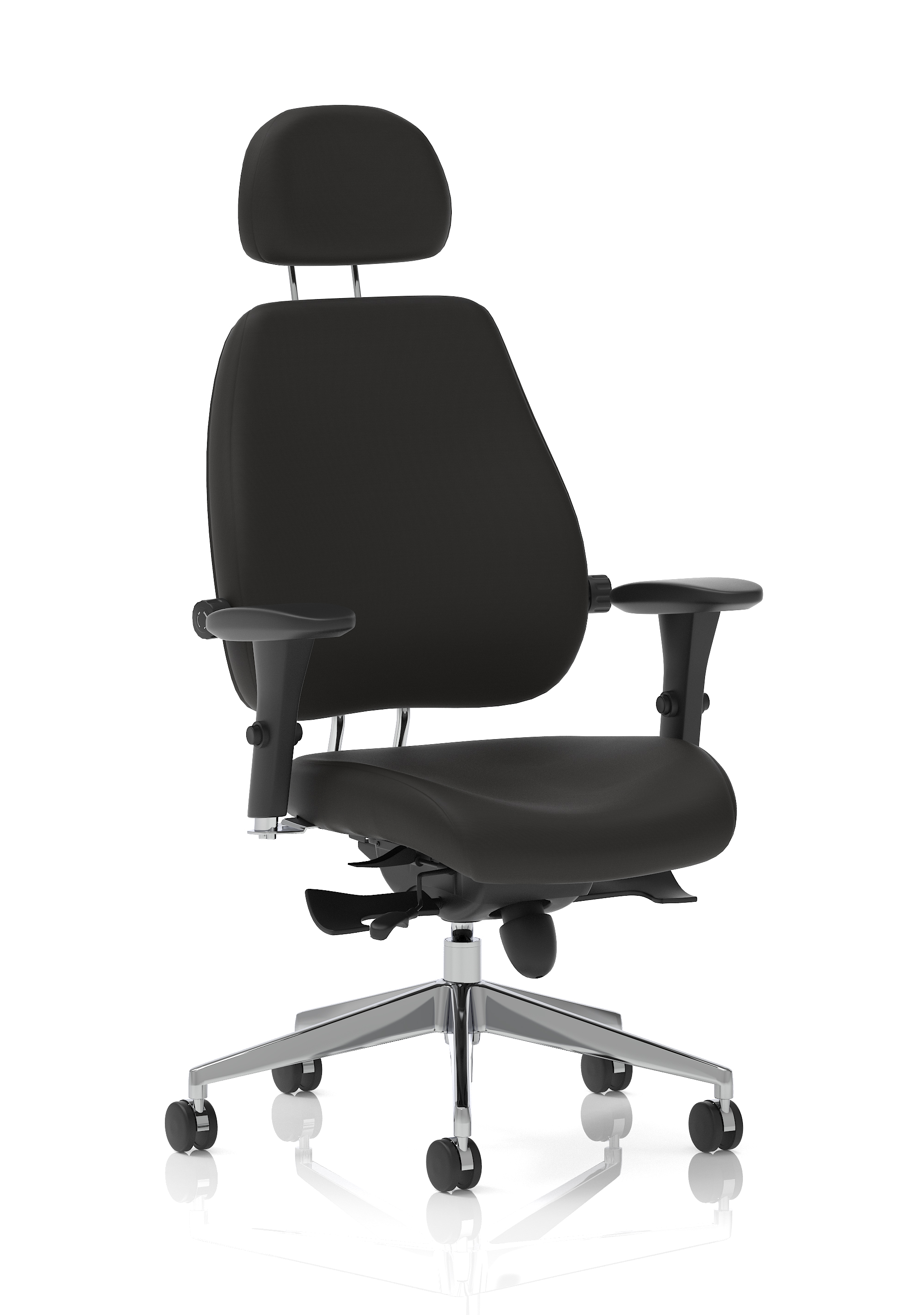 Chiro Plus Ultimate High Back Ergonomic Posture Chair with Arms and Headrest — Black & Chrome