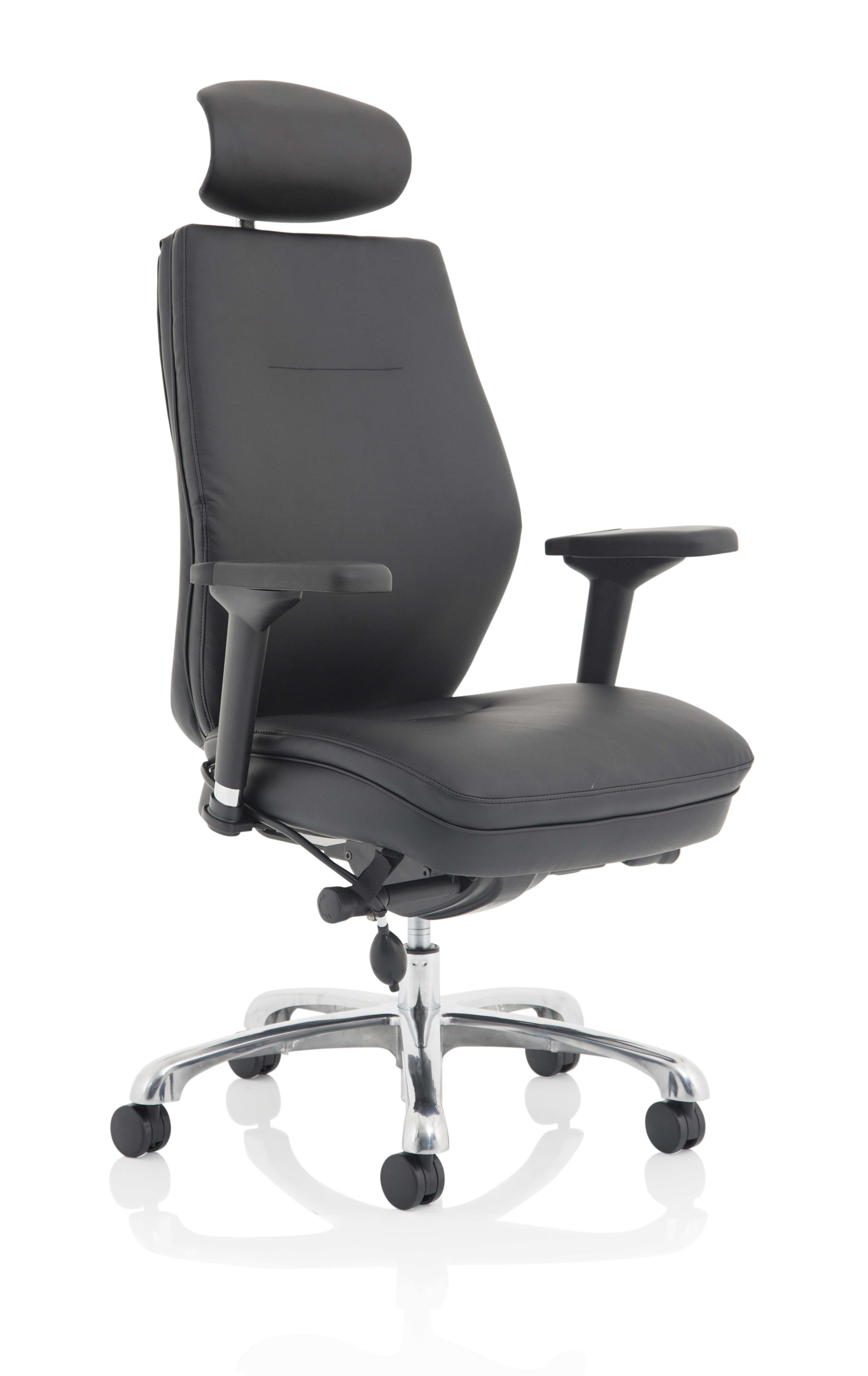 Domino High Back Black Ergonomic Posture Chair with Arms and Headrest — Black & Chrome