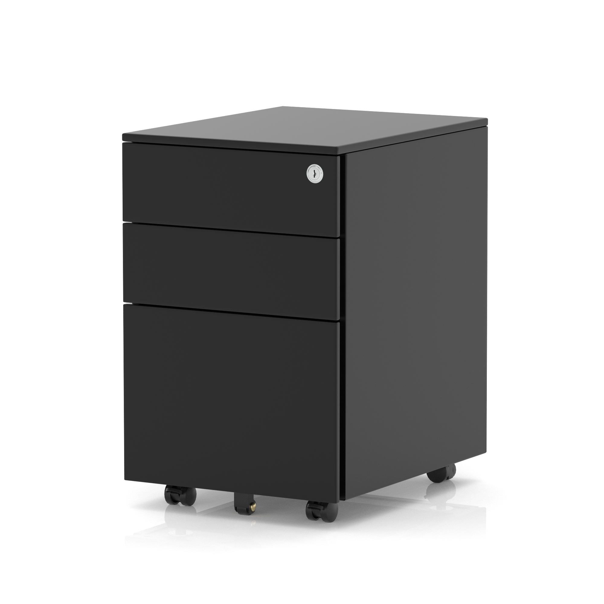 Base Mobile Steel Pedestal 3 Drawer — Black