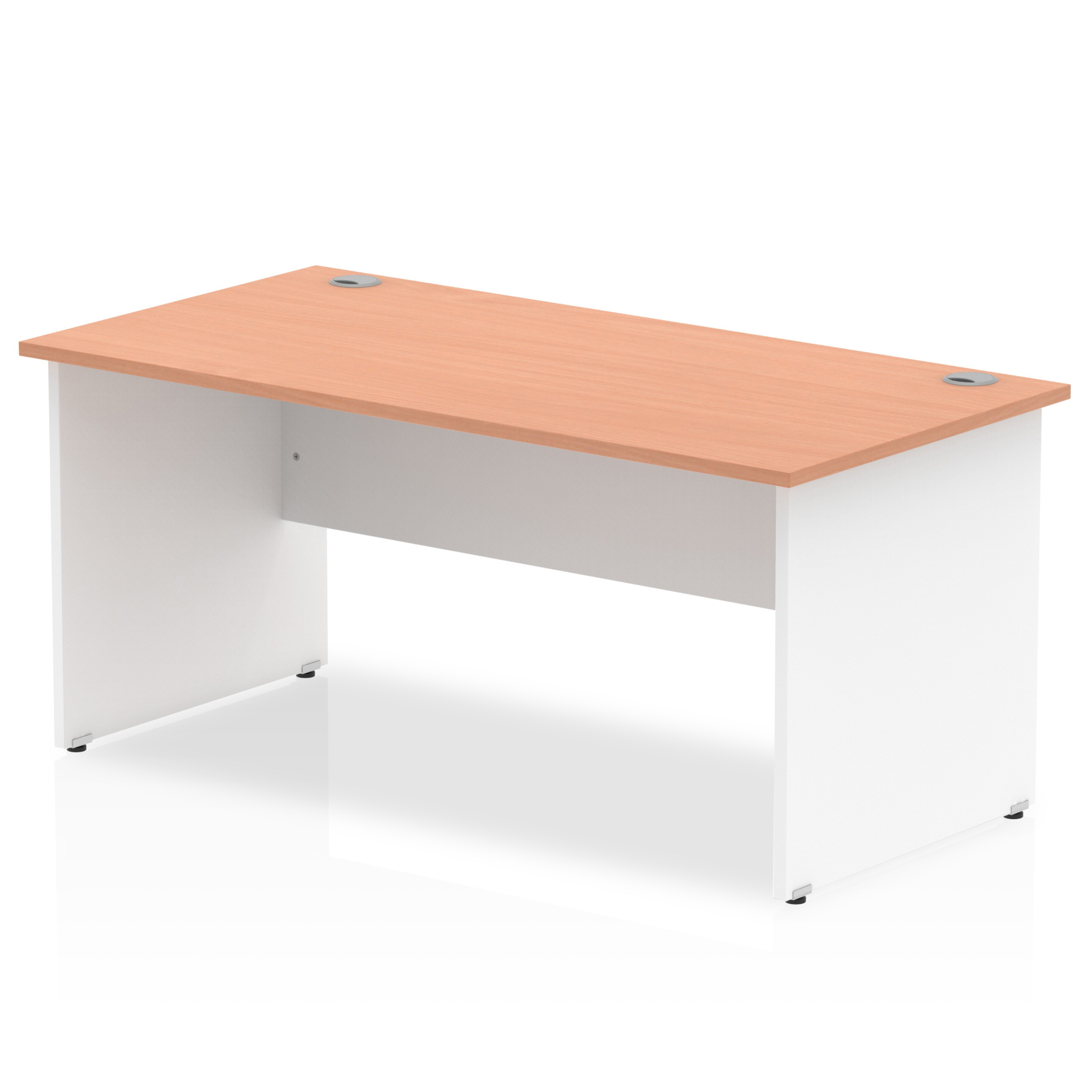 Impulse 1800mm Straight Desk Panel End Leg — Beech & White / White Panel Frame