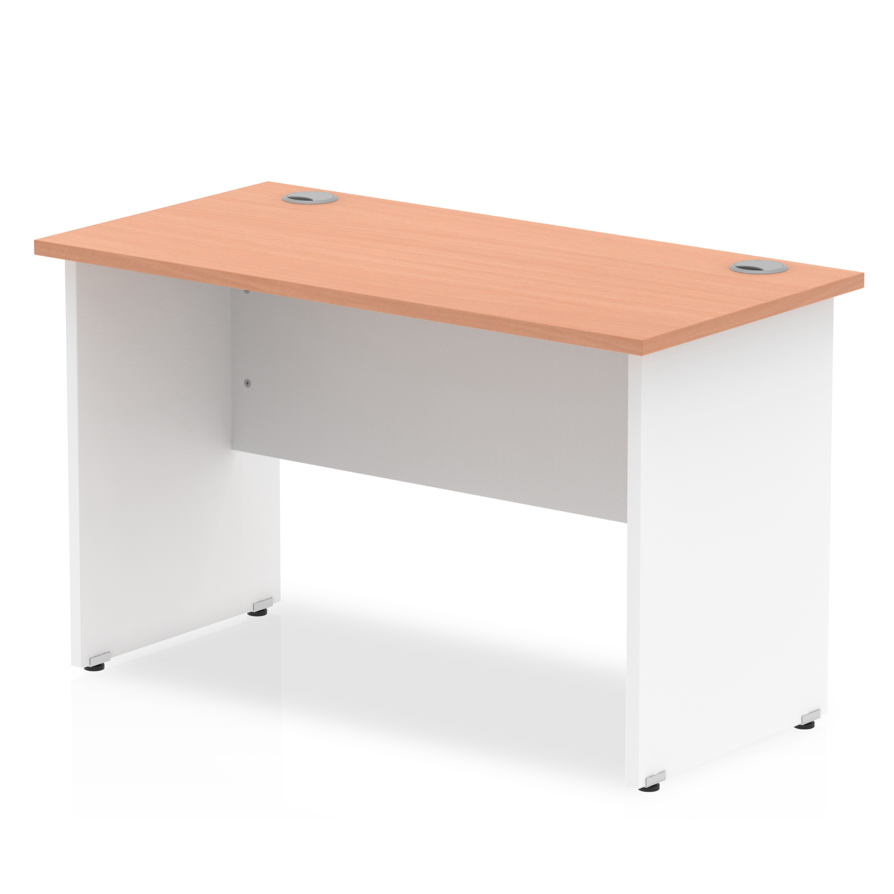 Impulse 1200mm Slimline Desk Panel End Leg — Beech & White / White Panel Frame