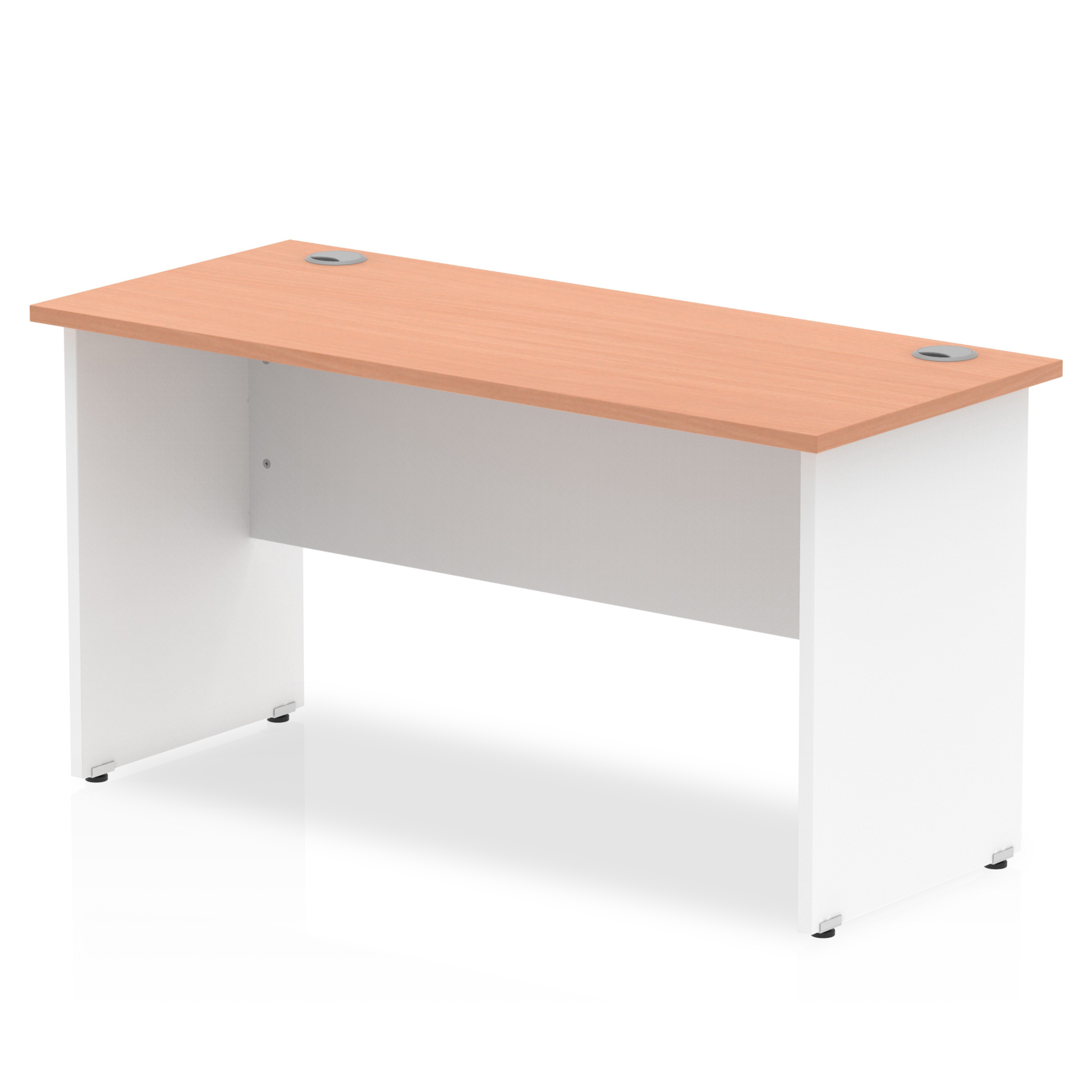 Impulse 1400mm Slimline Desk Panel End Leg — Beech & White / White Panel Frame